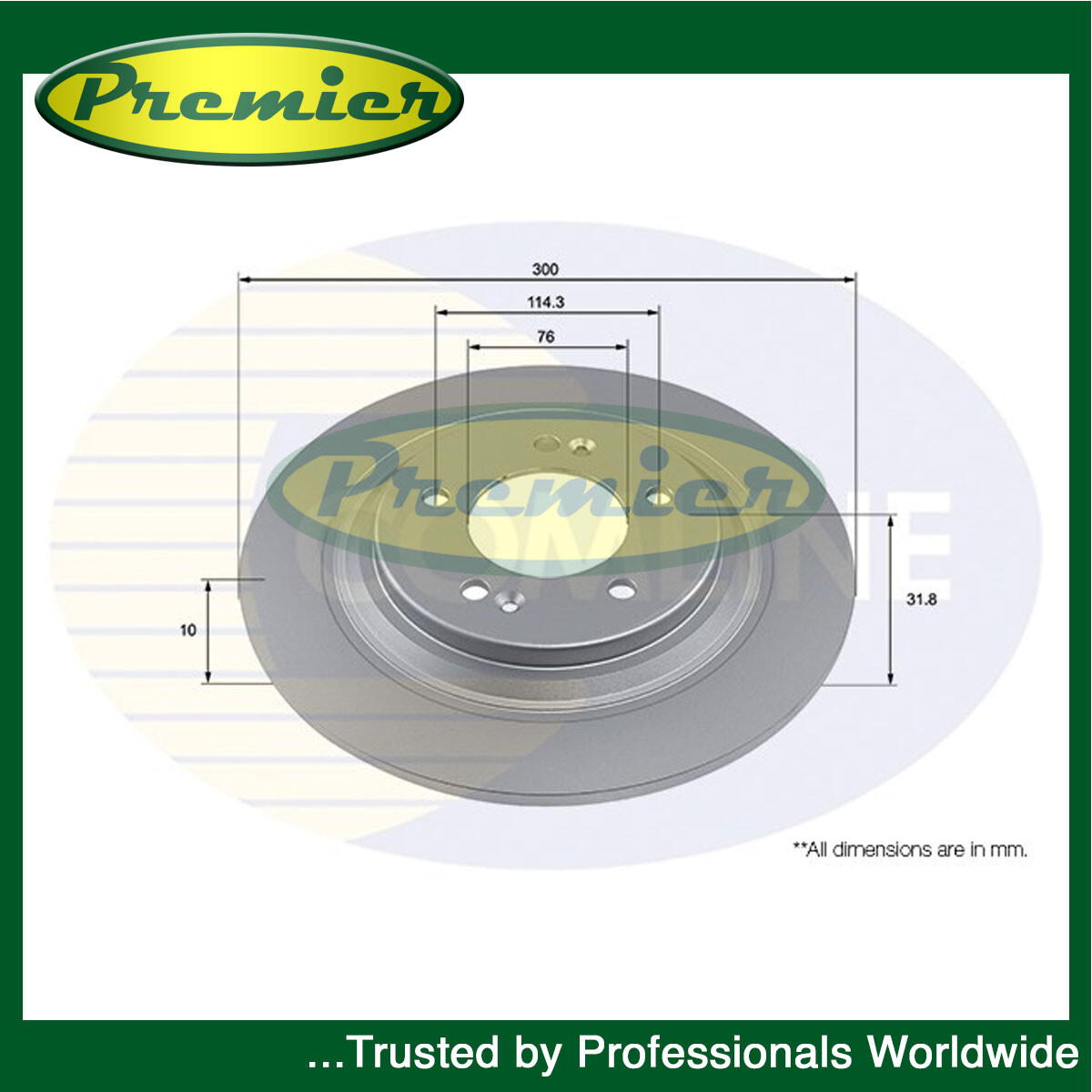 Premier Rear Brake Disc Fits Kia Optima 2010- Niro 2018-2022 58411D4650