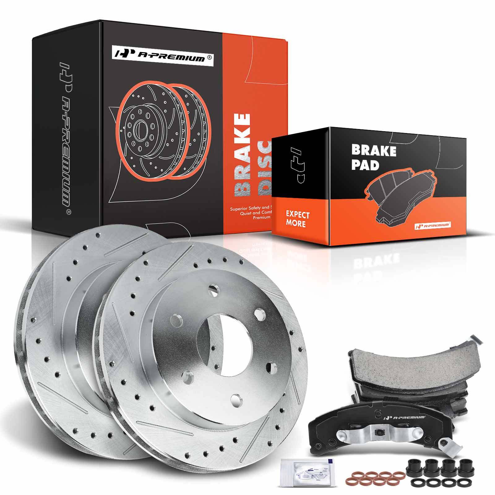 A-Premium Front Drilled Brake Rotors & Ceramic Pads for Chevrolet Tahoe 00 Yukon