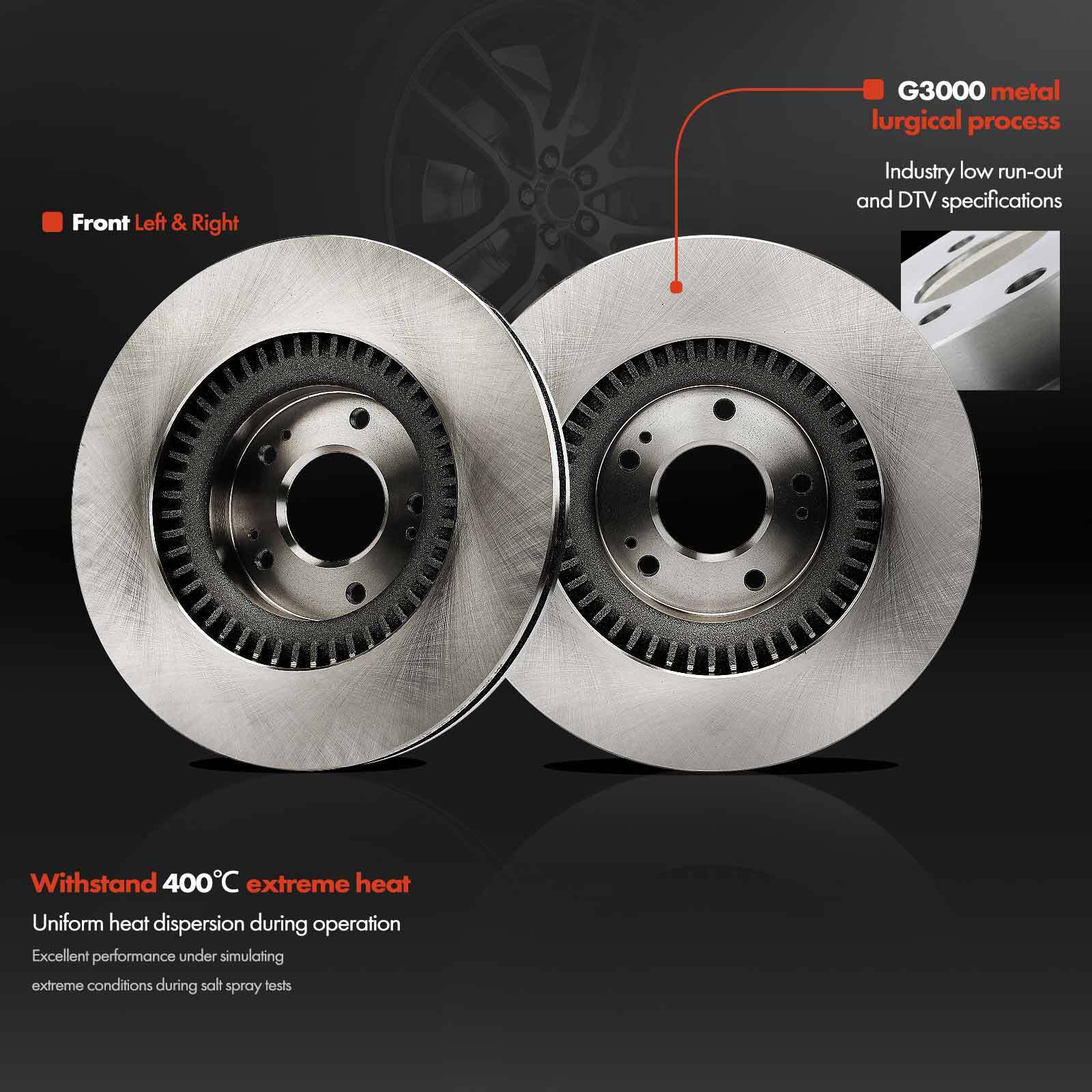 Front Left & Right Side Disc Brake Rotors for Hyundai Genesis 2009-2011 V6 3.8L