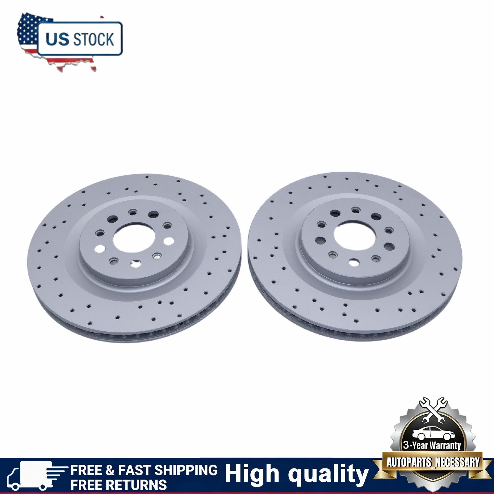 2x High-Quality Rear Brake Rotors For Maserati Ghibli Quattroporte 2017-2021