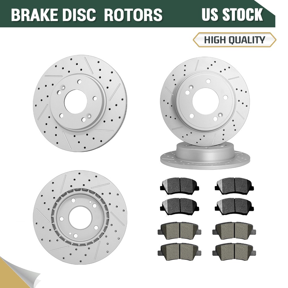 Front Rear Brake Rotor And Ceramic Pad Kit for 2016 Hyundai Veloster Tech