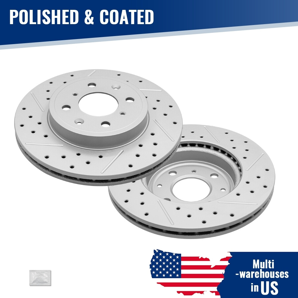 Front Drilled Disc Brake Rotors for Honda Fit 2014 2015 2016 2017 2018 2019 2020