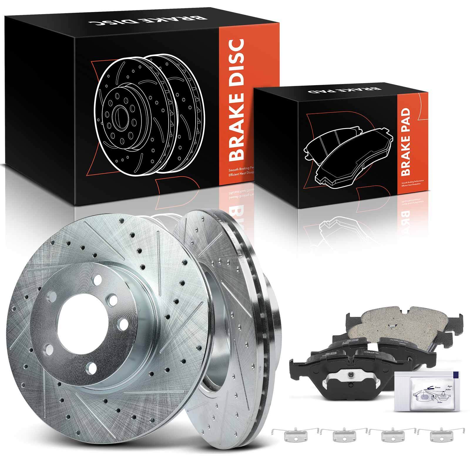 Front Drilled Brake Rotor & Ceramic Brake Pad for BMW E90 F30 E84 328i xDrive X1