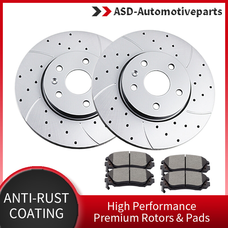 321mm Drilled Front Brake Rotors Discs Pads Kit Fit Chevy Equinox Impala MALIBU