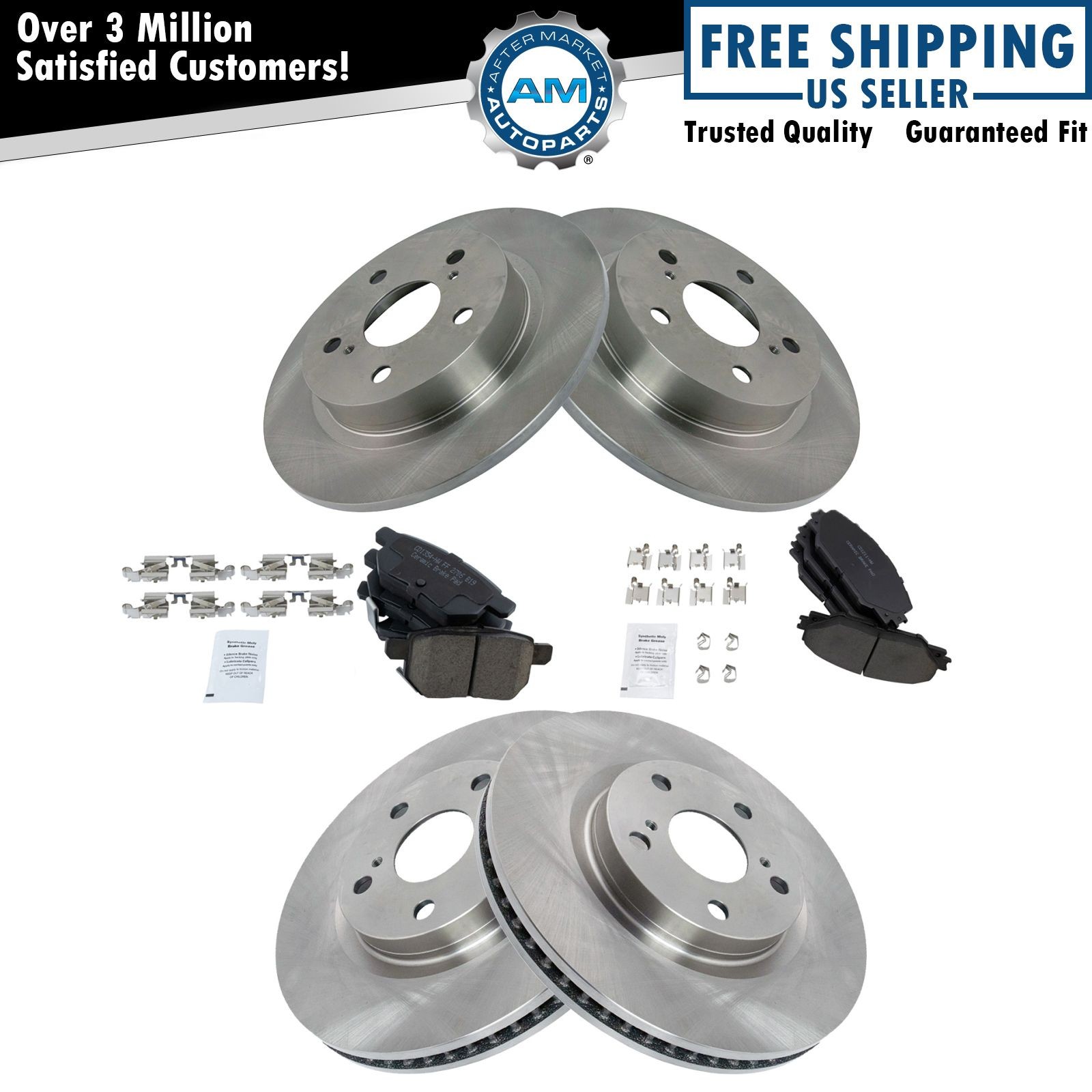 Front & Rear Brake Pads & Rotor Kit Fits 2011-2016 Scion tC