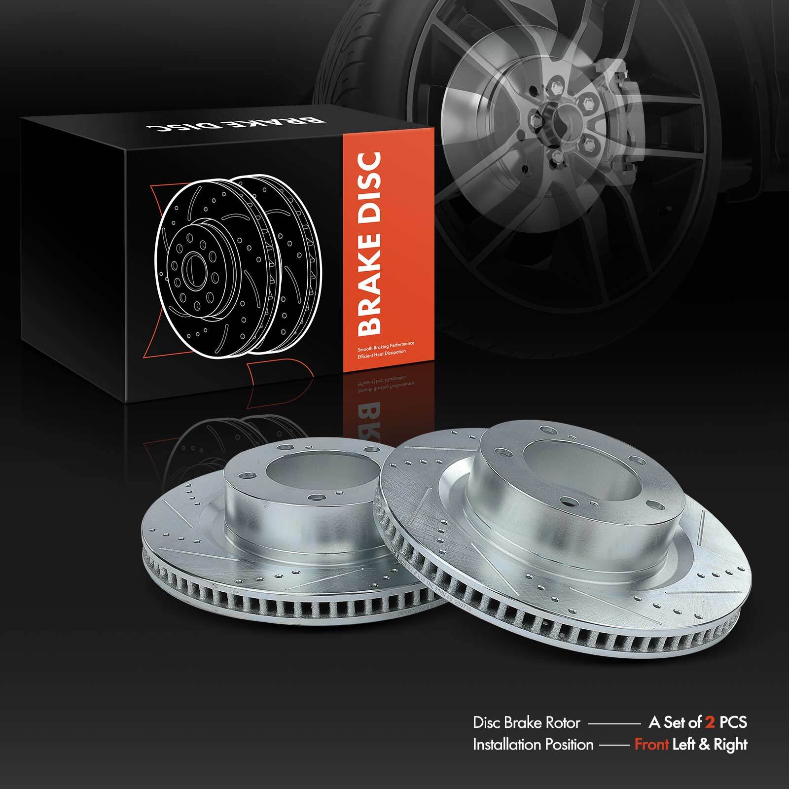 2x 354mm Front Drilled Brake Rotors for Toyota Land Cruiser Tundra Sequoia Lexus