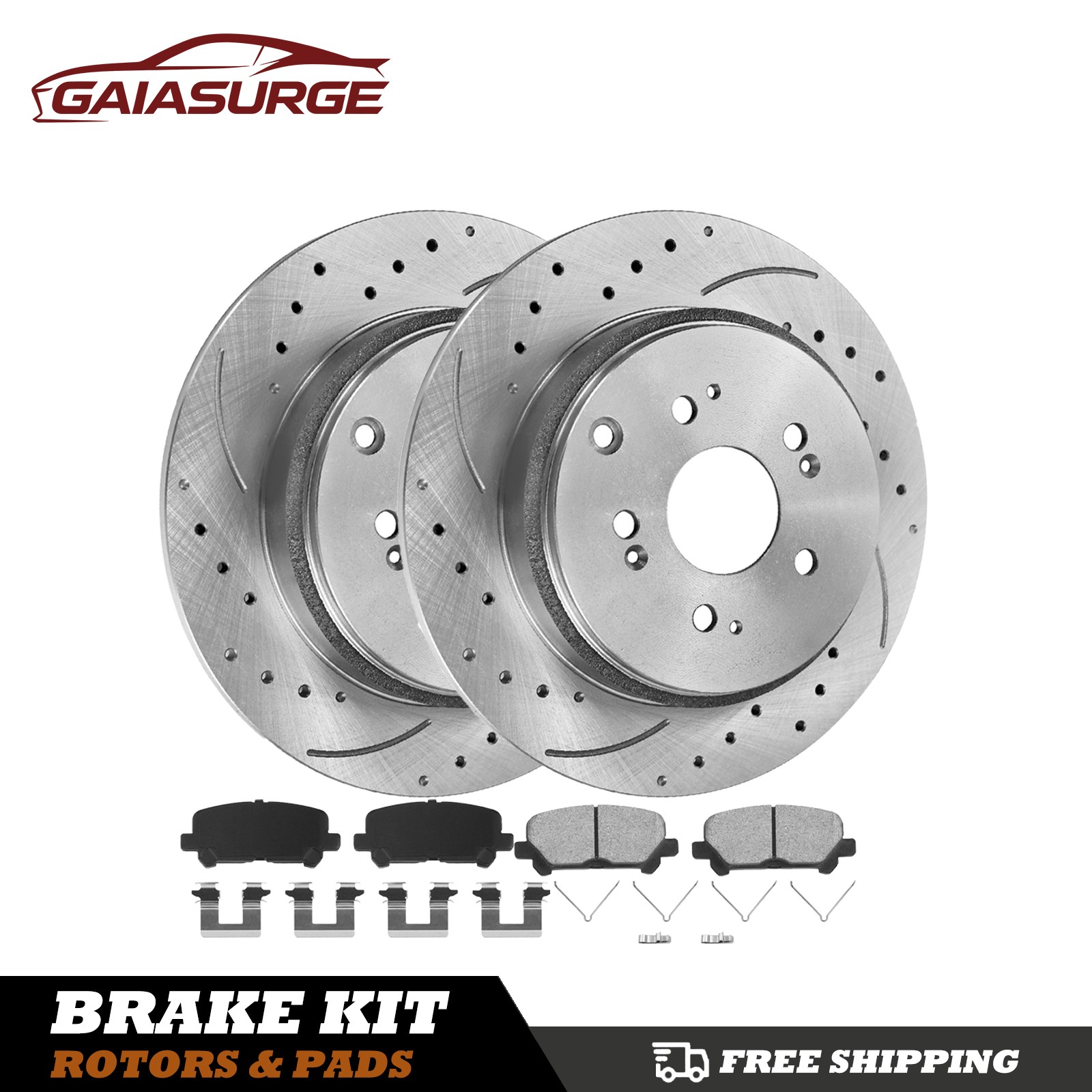 Rear Drilled Rotors Ceramic Brake Pads Kit for Honda Pilot Odyssey Acura MDX ZDX