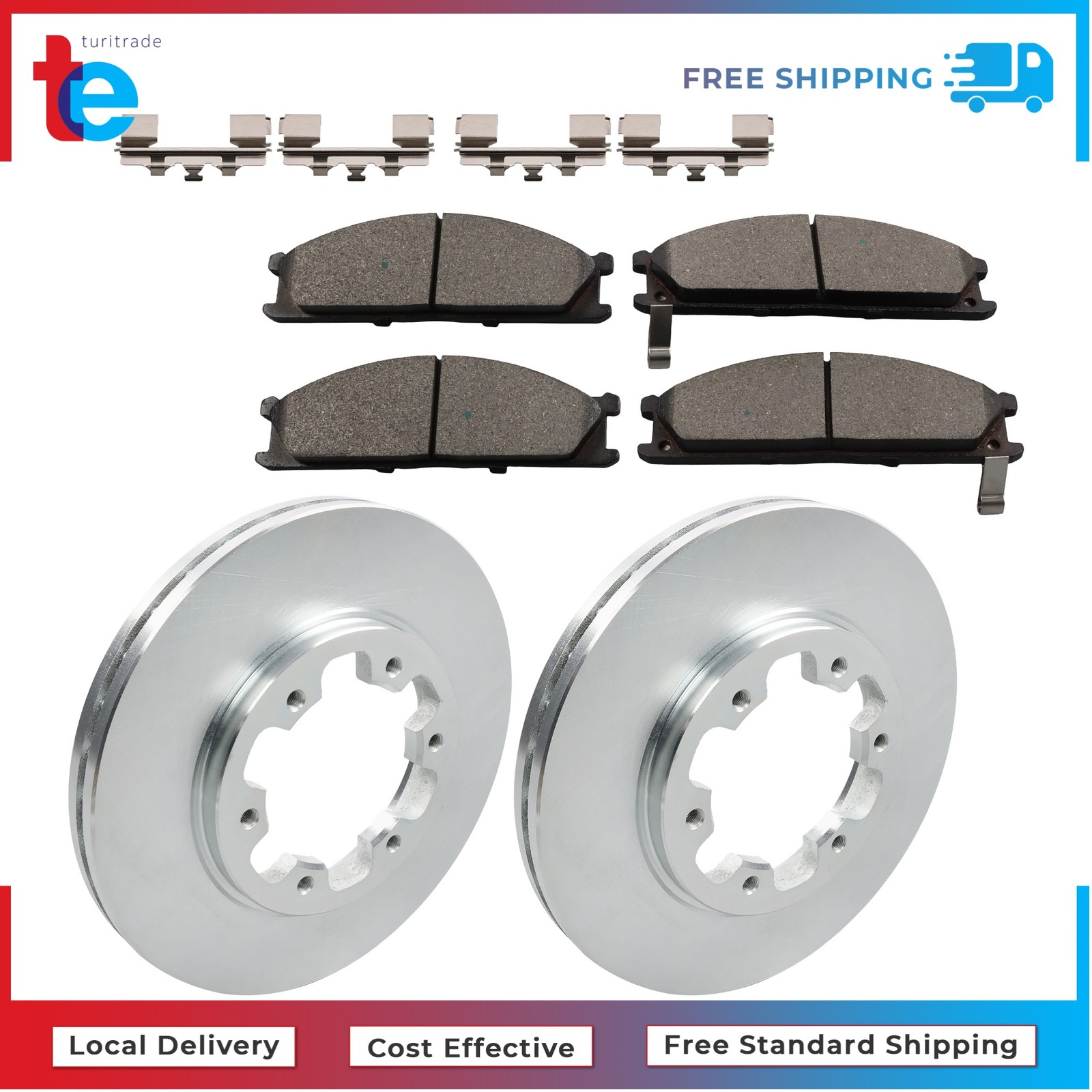 For Nissan D21 Pathfinder Pickup Front Disc Brake Rotors + Ceramic Brake Pads