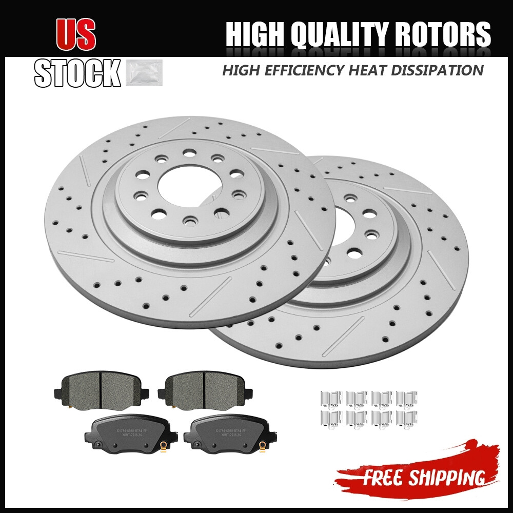 Rear Disc Rotors Ceramic Brake Pads For Jeep Cherokee w/ 2 Piston Front Caliper