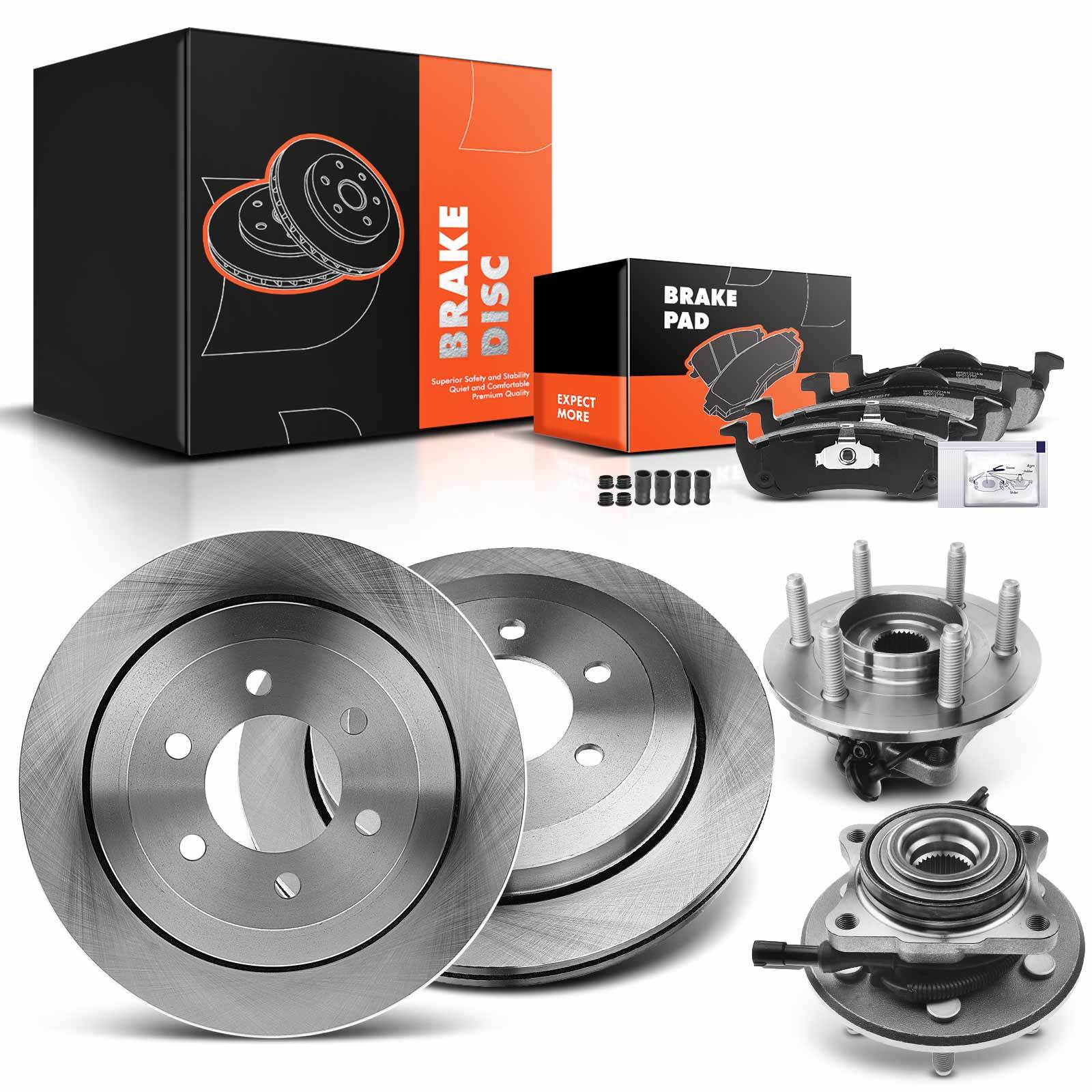 Rear Disc Brake Rotor & Pad+Hub Bearing for Ford Expedition Lincoln Navigator
