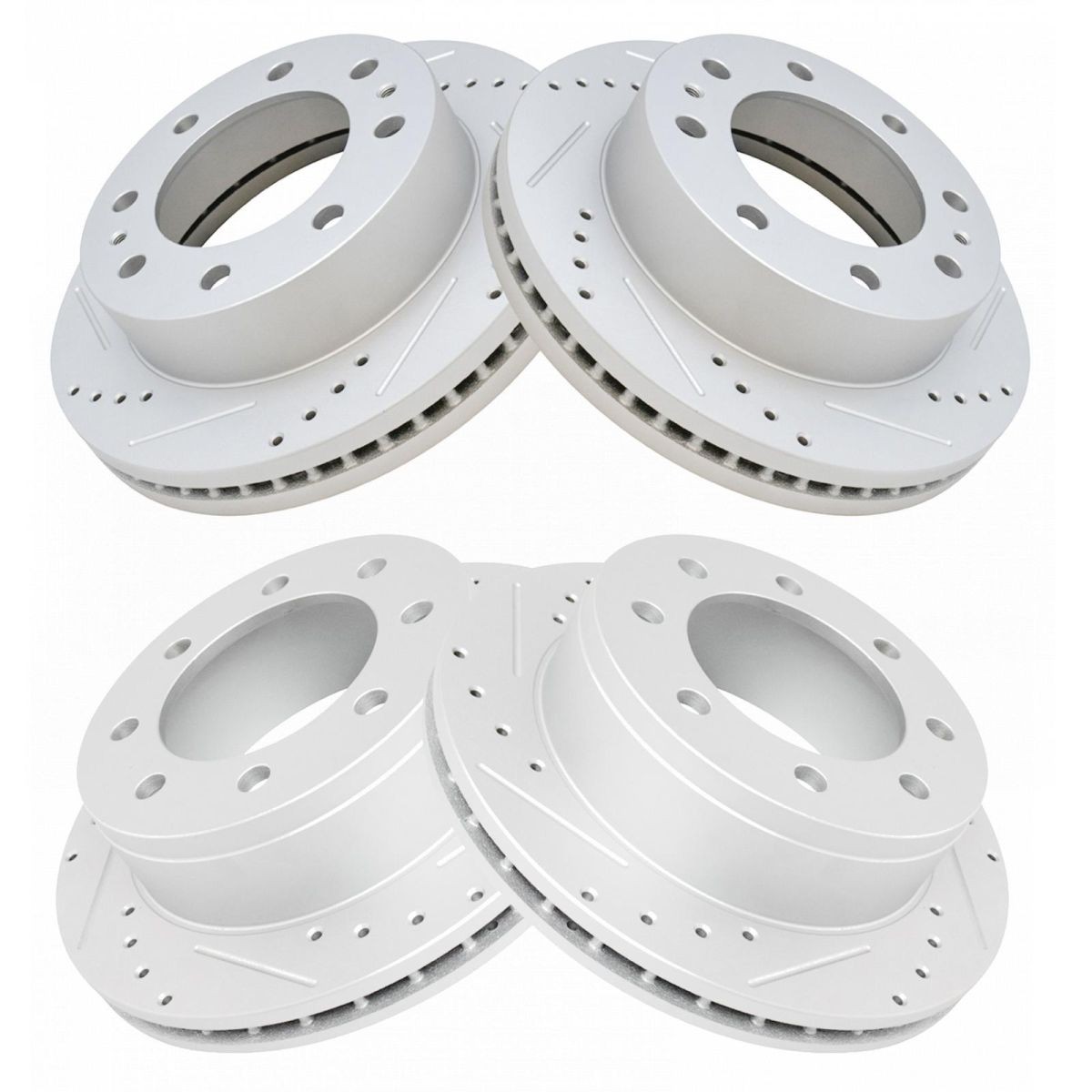 4pc Performance Drilled Slotted Front & Rear Coated Brake Rotor Set Kit