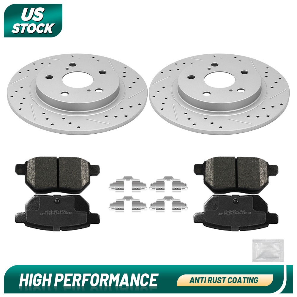 279mm Rear Disc Rotors + Brake Pads For Toyota Matrix 2009 2010- 2014 Corolla Im