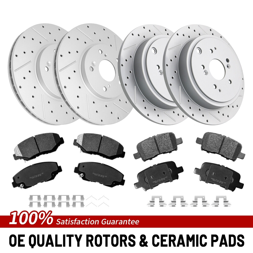 Front Rear Drilled Rotors & Ceramic Brake Pads For Honda Pilot 2003 2004 – 2008