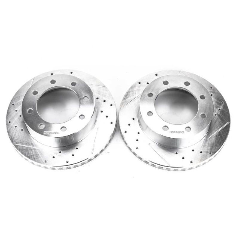 Power Stop Fits 10-12 Ford F-450 Super Duty Front Drilled & Slotted Rotor – Pair