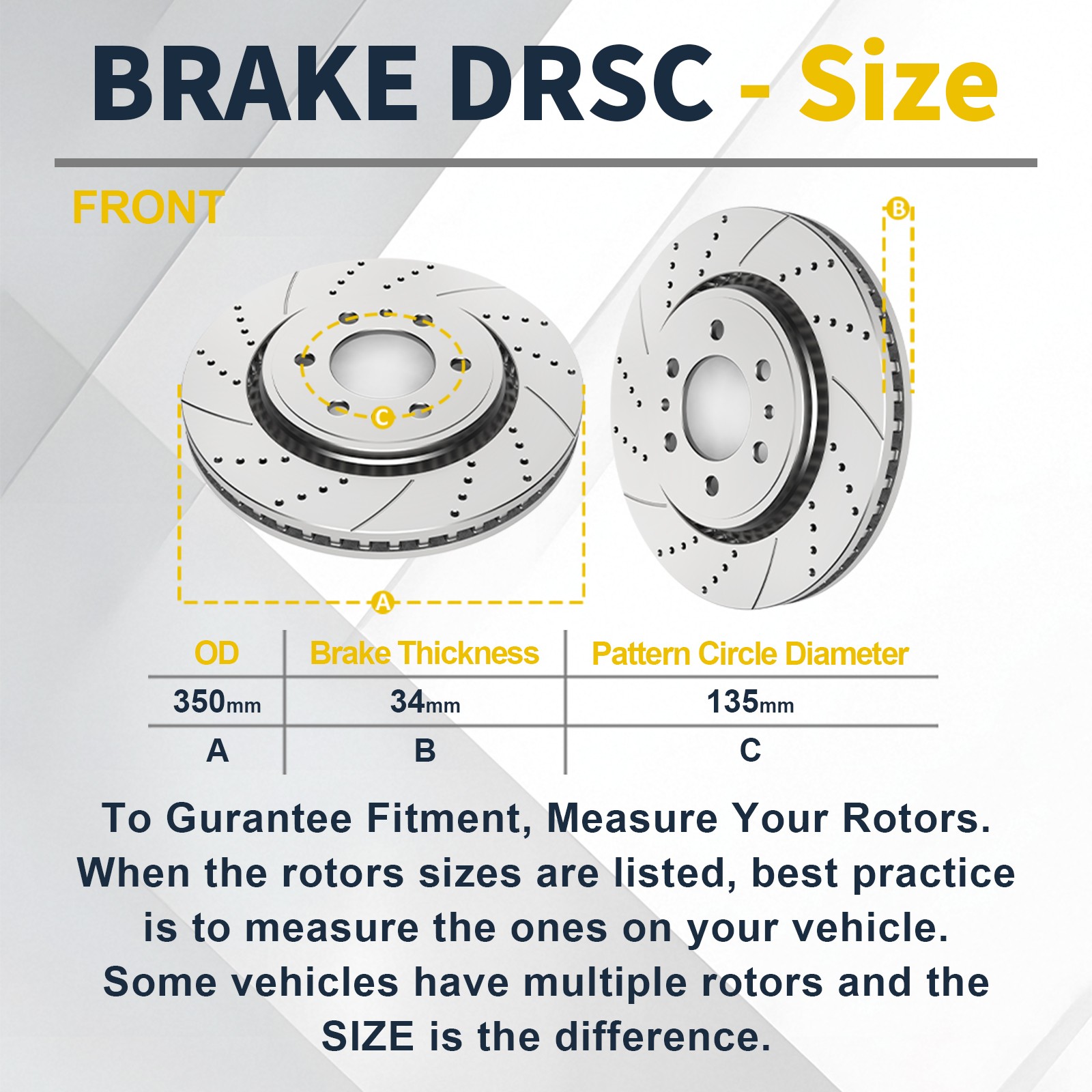 Front Brake Rotors and Pads for Ford Expedition F-150 Lincoln Navigator Slotted