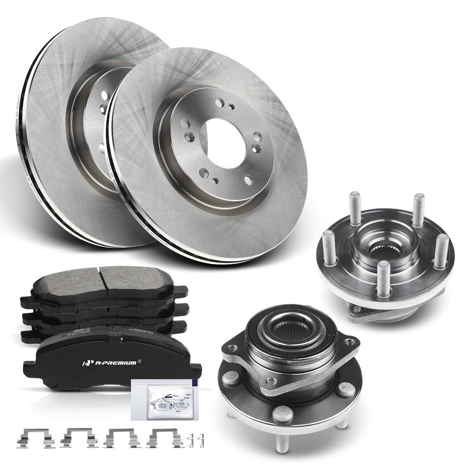 A-Premium Front Drilled Rotor & Pad+Wheel Hub Bearing for Dodge Avenger Chrysler