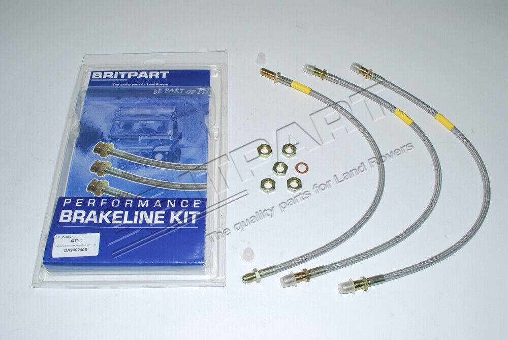 Land Rover Defender 110 +2″ 40mm Extended Brake Hoses Stainless Steel Set New