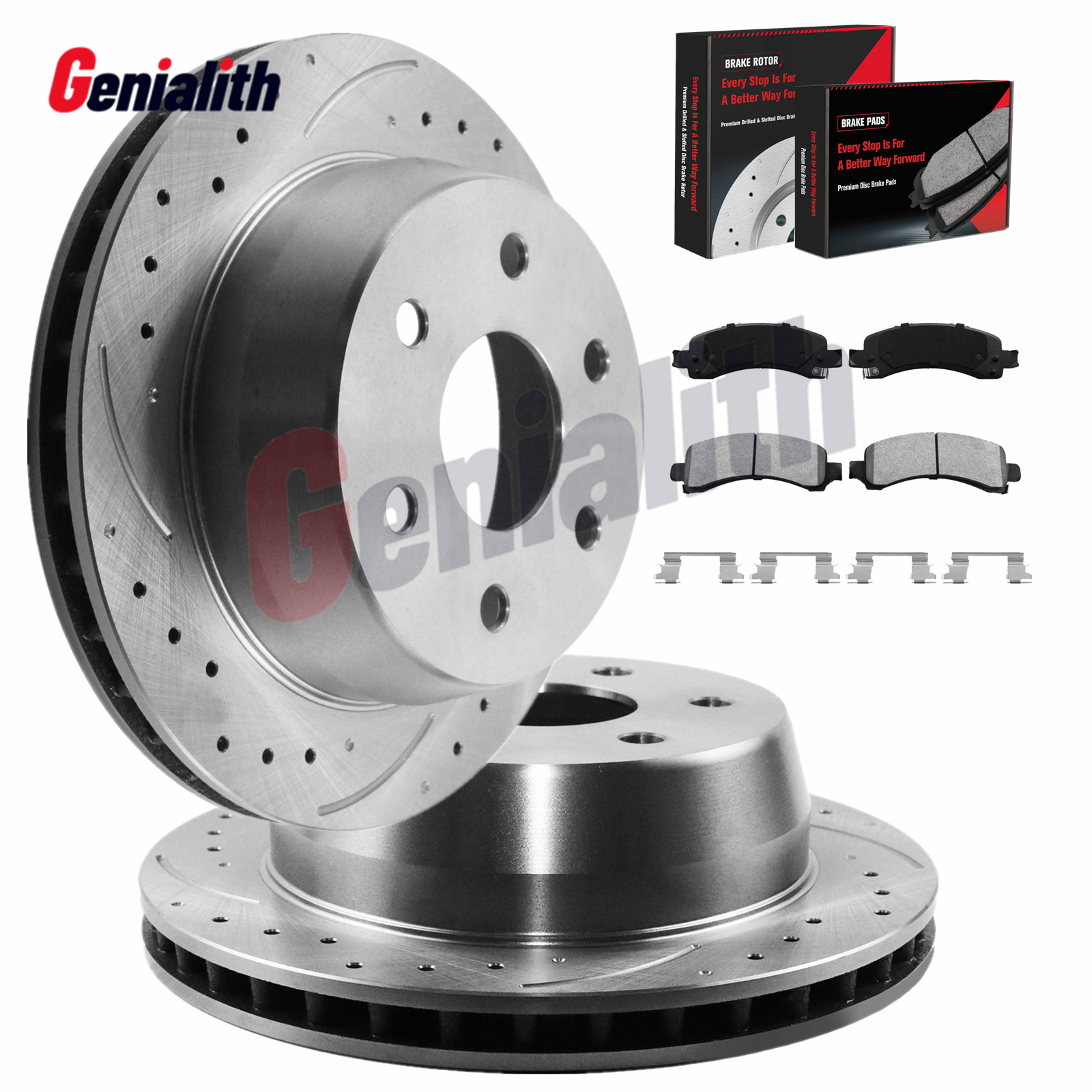 11.1in Rear Drilled Brake Rotors Ceramic Pads fits Cadillac Escalade/GMC Yukon