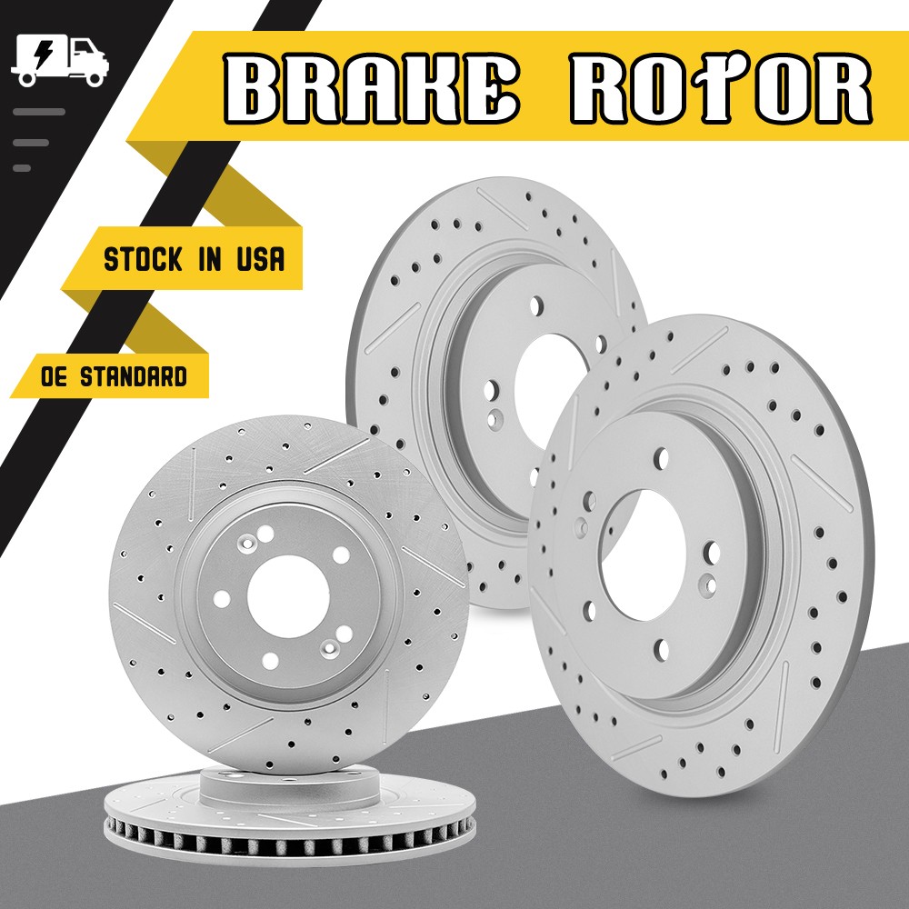 Front & Rear Disc Brake Rotors Kit For Hyundai Azera Sonata Kia Cadenza Optima