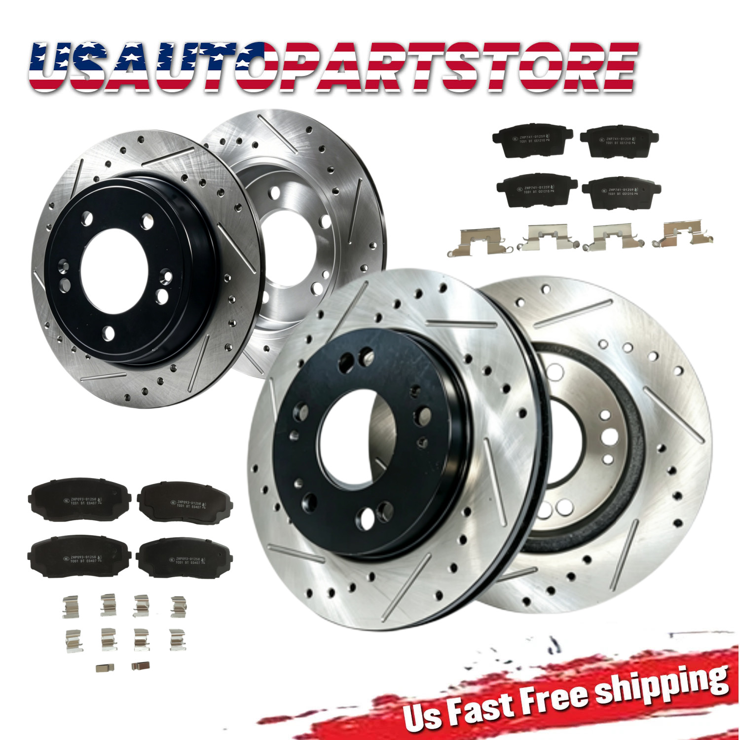 320mm Front 325mm Rear Drilled Slotted Brake Rotors Ceramic Pad for MAZDA CX-9