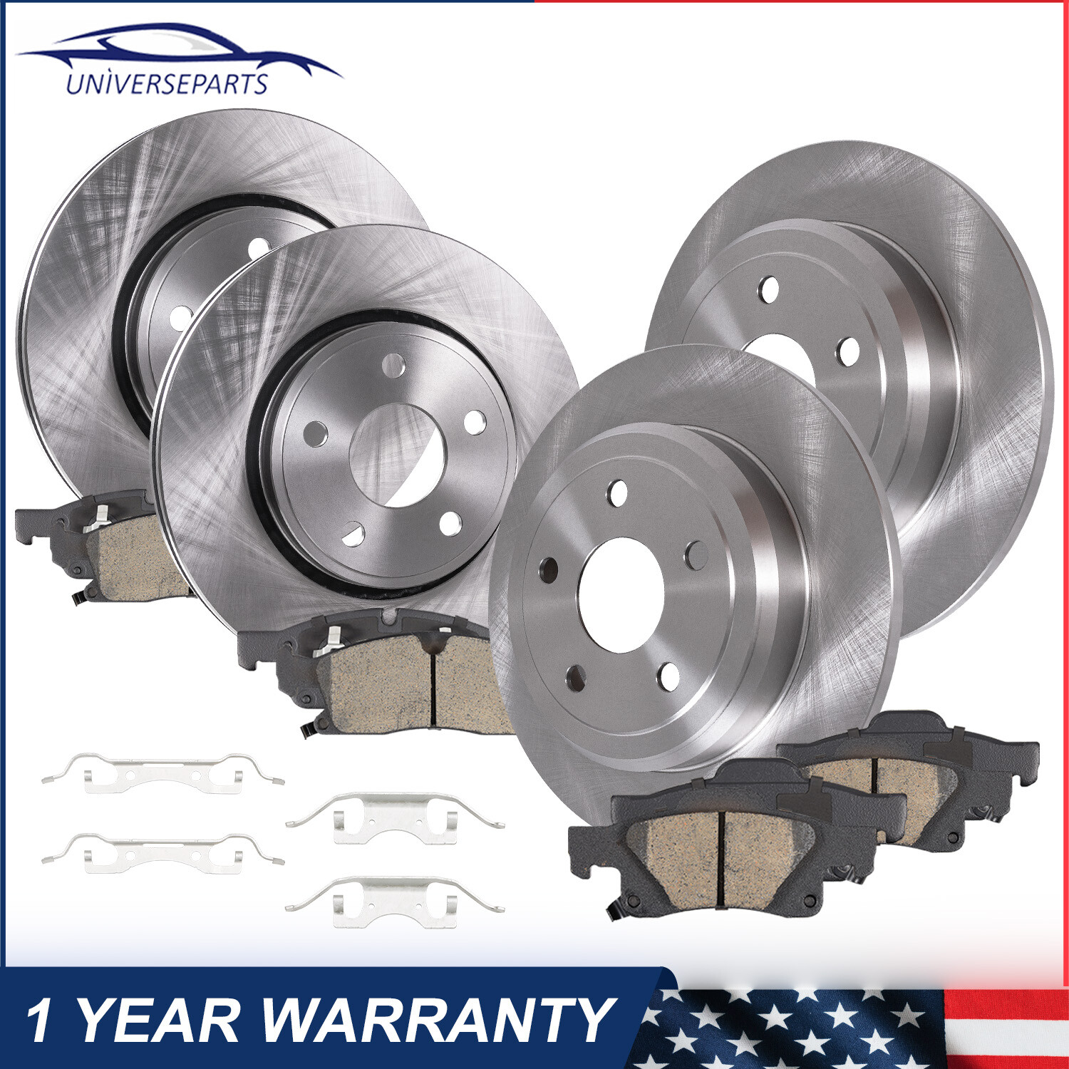 5-Lug Front Rear Drilled Rotors Brake Pads For Jeep Grand Cherokee Dodge Durango