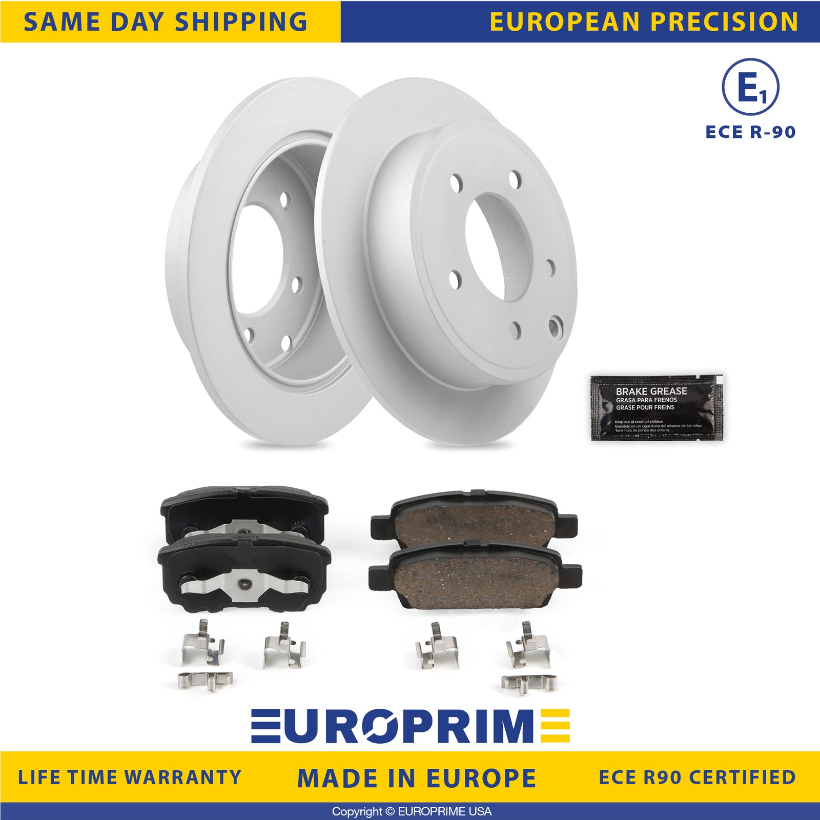 Rear Brake Rotors & Brake Pads for 11-14 Chrysler 200 07-17 Jeep Compass Ceramic