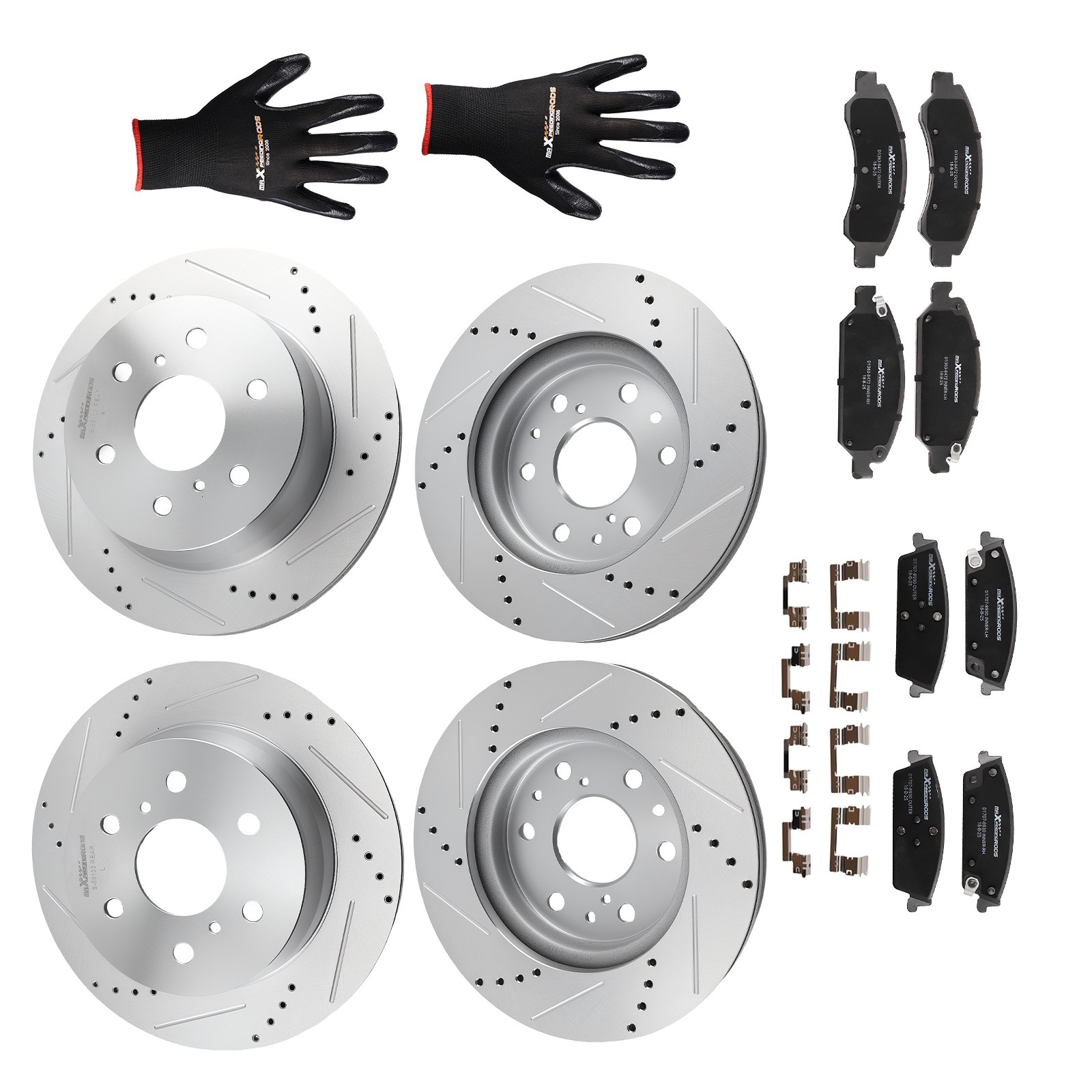 Front Rear Brake Rotors&Ceramic Brake Pad Kit For Cadillac Escalade/Escalade ESV