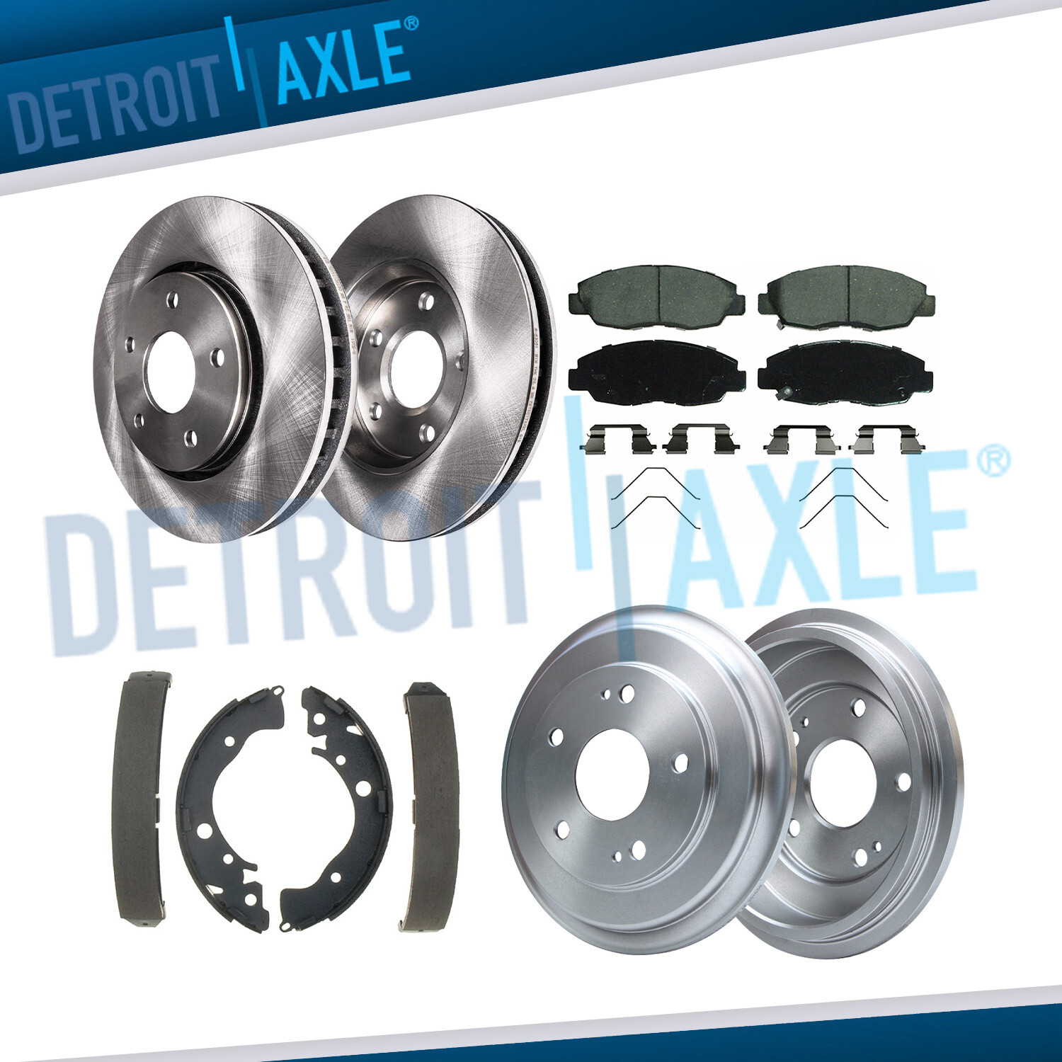 Front Disc Rotors Brake Pads Rear Drums Shoes Kit for 2012 – 2015 Honda Civic