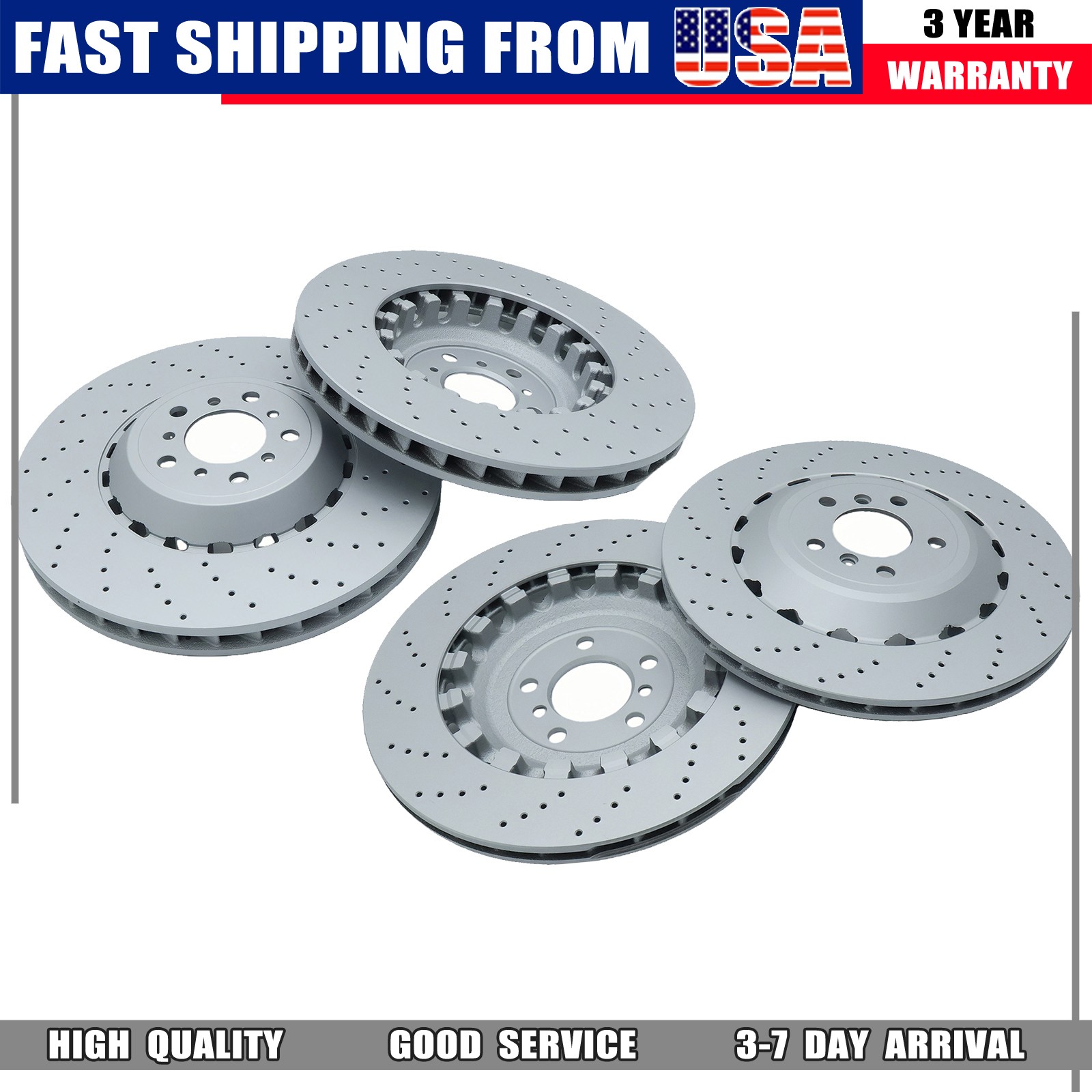4PCS Front & Rear Vented & Drilled Disc Brake Rotors For BMW F06 F10 F12 M5 M6