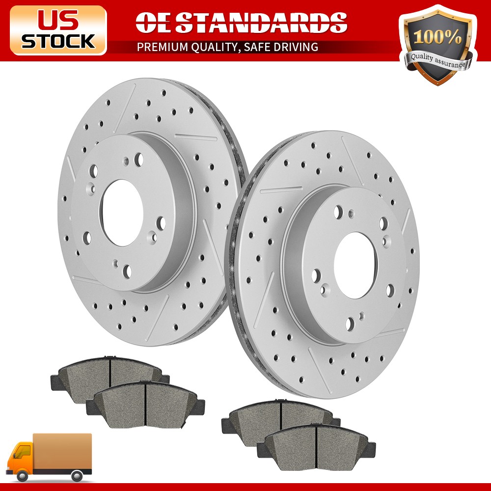 262mm Front Disc Rotors Ceramic Brake Pads for 2011- 2015 Honda CR-Z
