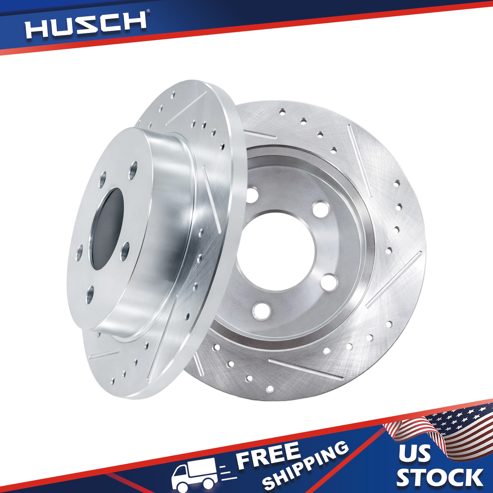 Rear Drilled & Slotted Disc Brake Rotors for 1994-2003 2004 Ford Mustang Base GT