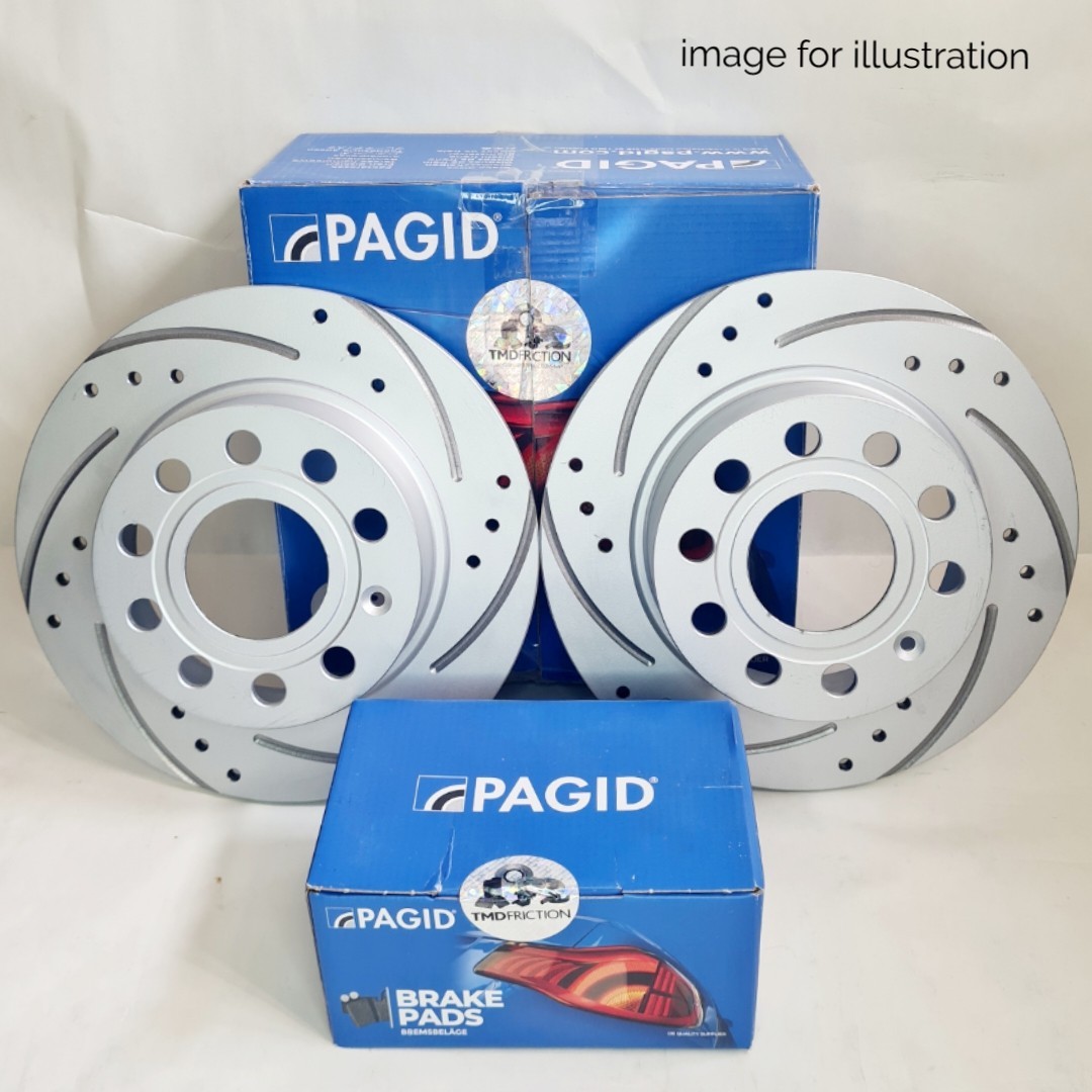 PAGID REAR DRILLED GROOVED BRAKE DISCS PADS FOR TOYOTA AYGO 1.5 HYBRID 2020+