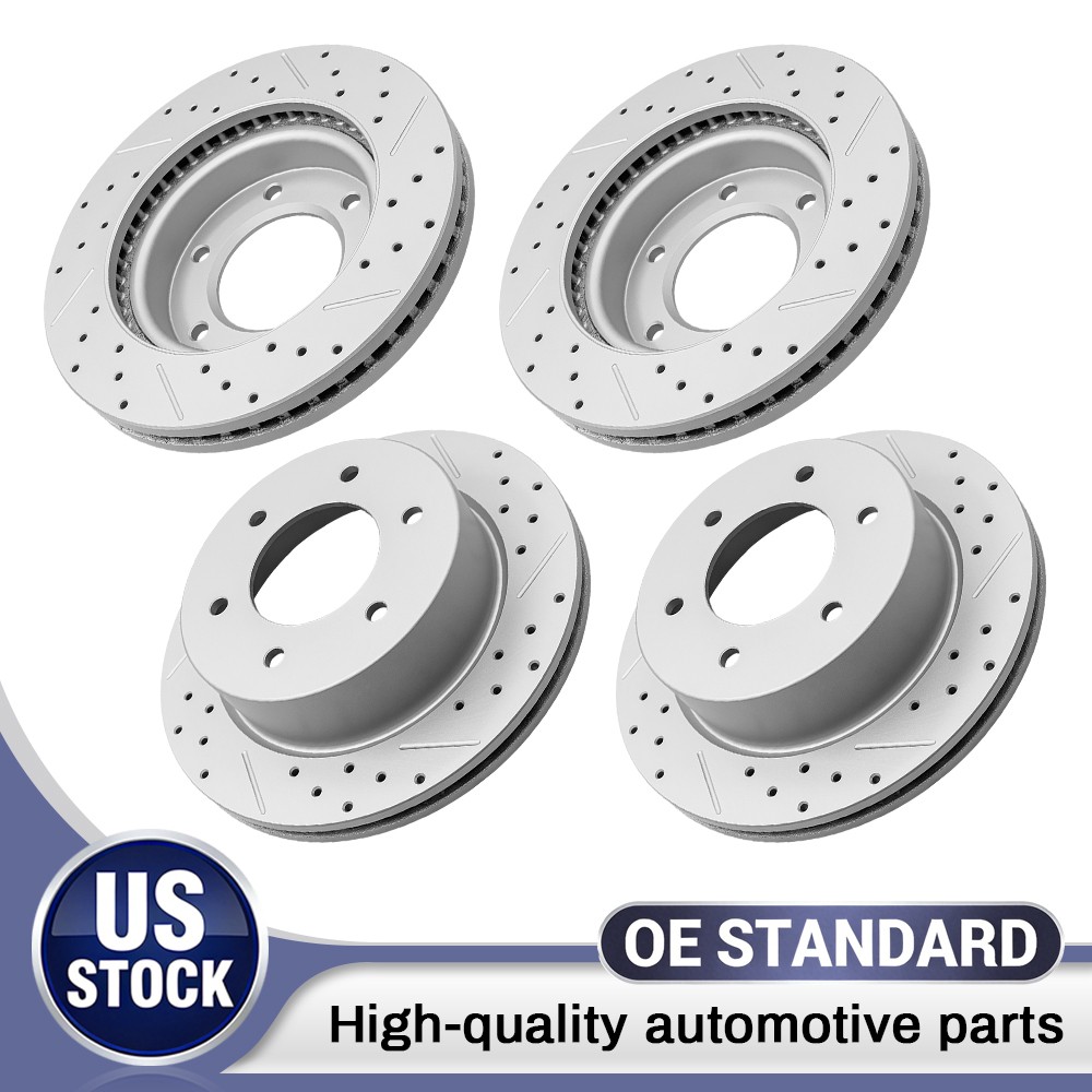 12.24” Front & 12.13” Rear Drilled Disc Brake Rotors for 2019-2023 Ford Ranger