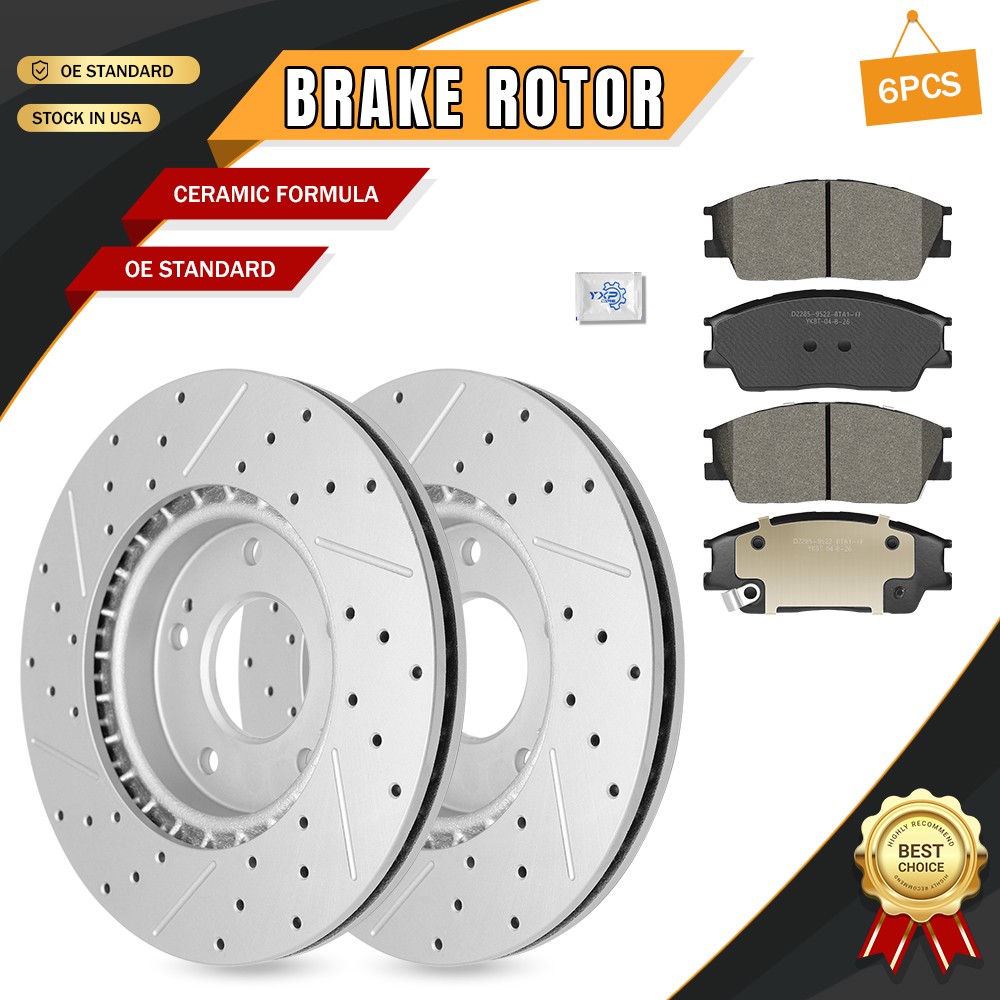 Front Disc Brake Rotors Ceramic Pads for 2019-2022 Kia Soul 2.0L 2020-2023 Venue