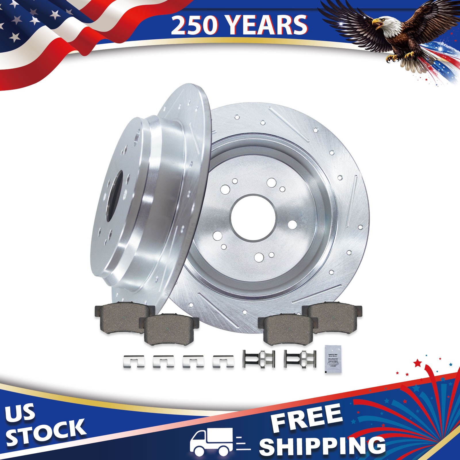 12.01″ Rear Drilled Brake Rotors Ceramic Brake Pads for Honda CR-V 2005-2016