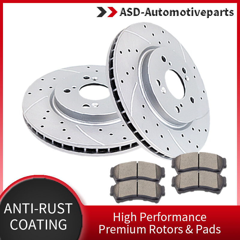 Front Slotted Rotors Brake Ceramic Pads Discs Kits for MKZ Mazda 6 Ford Fusion