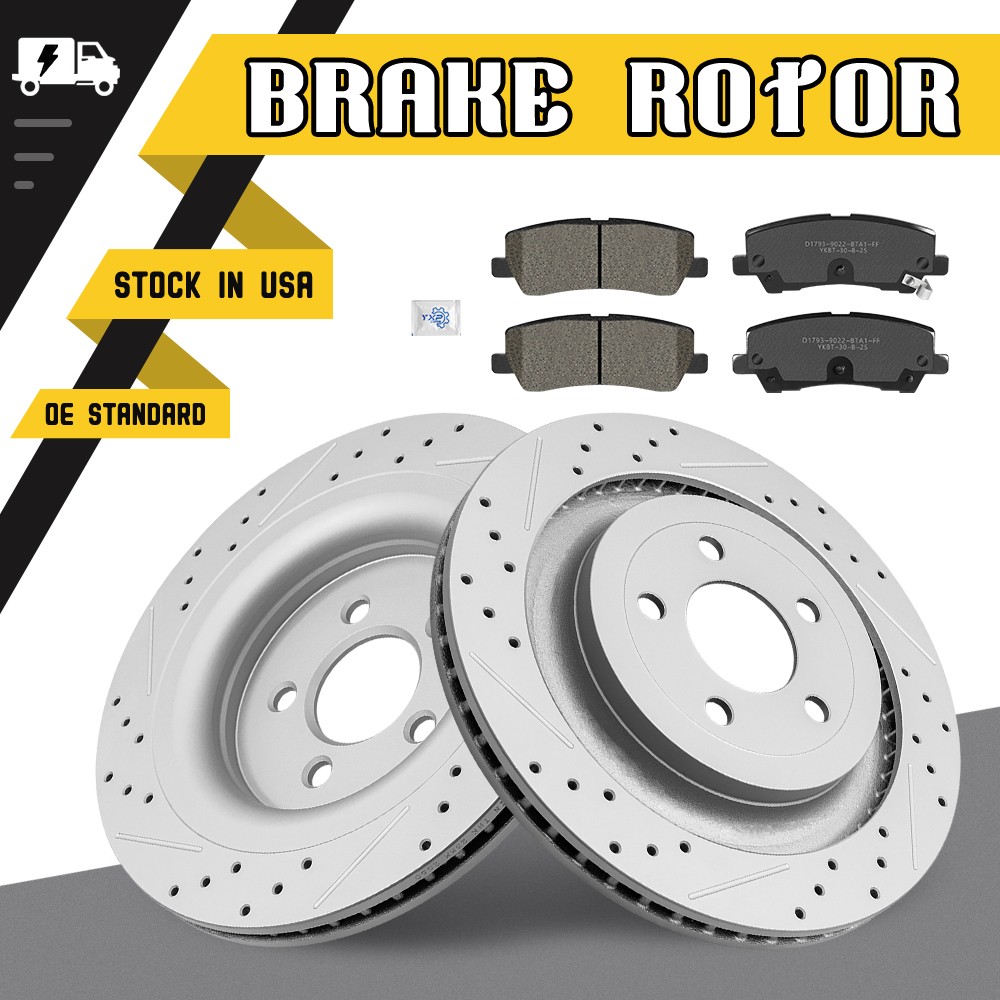 330mm Rear Disc Brake Rotors Ceramic Brake Pads For 2015-2018 2019 Ford Mustang