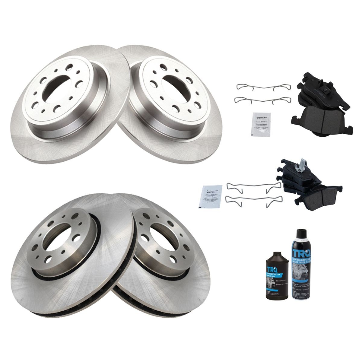 Ceramic Pad & Brake Rotor Front & Rear Kit w/Chemicals for Volvo