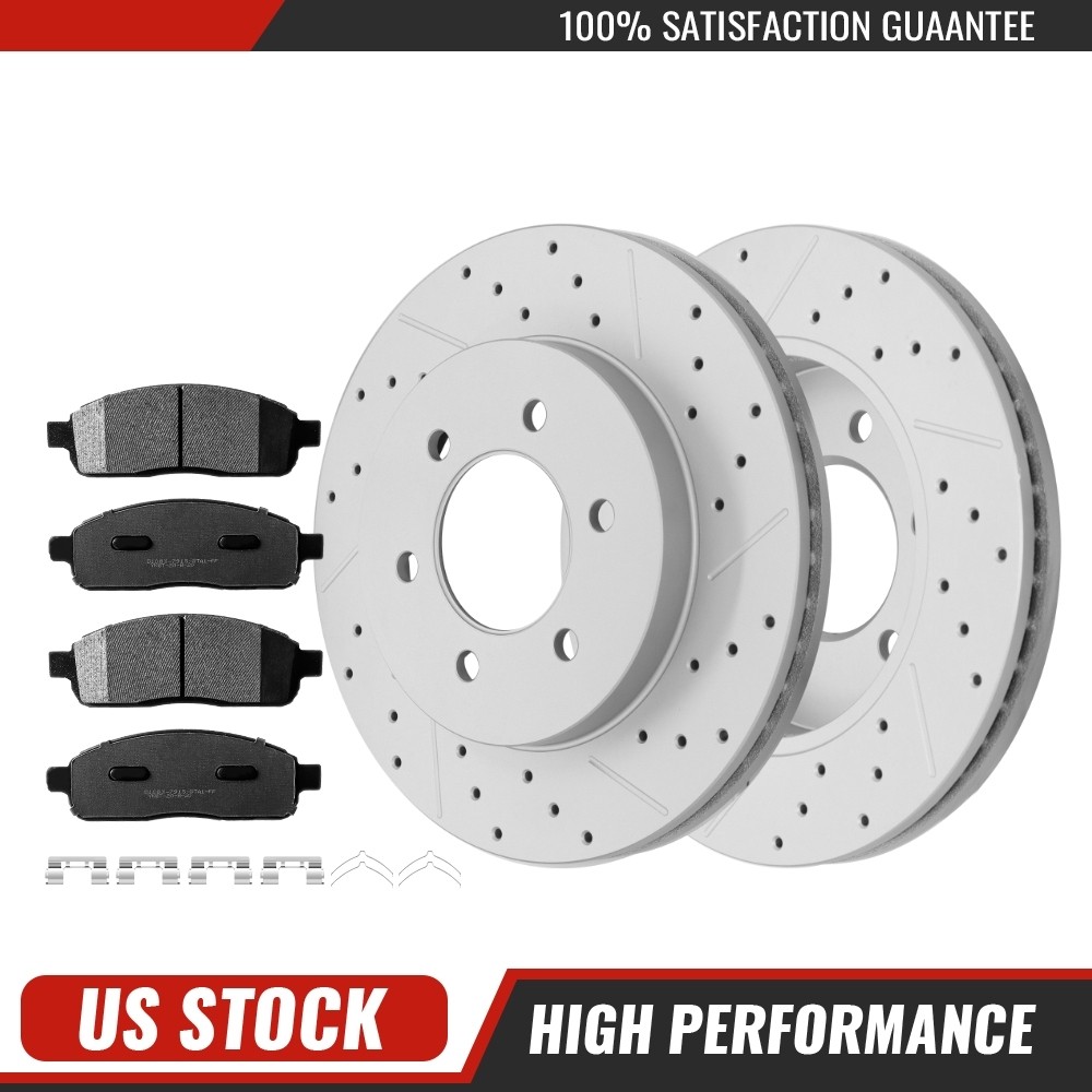 For 2006 2007 2008 Lincoln Mark Lt F-150 Front Drilled Disc Rotors & Brake Pads