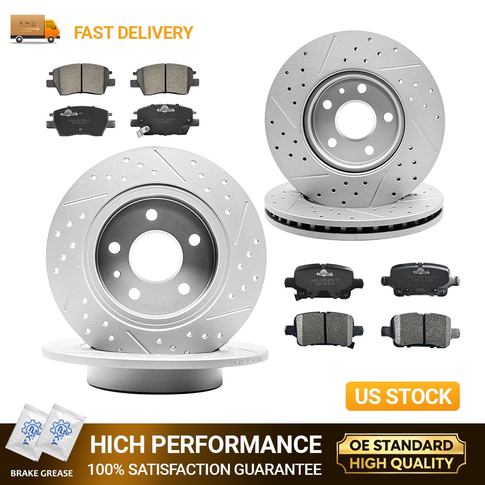 276mm Front Rear Drilled Rotors Brake Pads for 2016-2023 Chevy Cruze Bolt EUV
