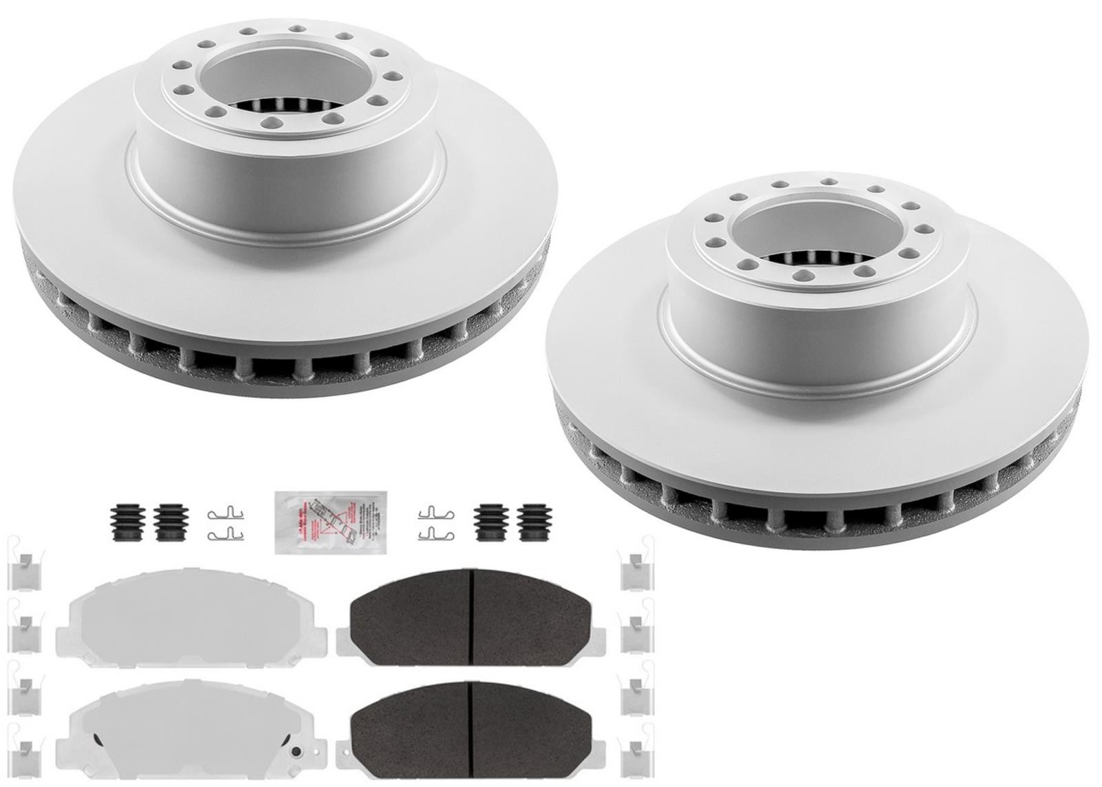 Front Heavy Duty AME Coated Rotors Galvanized Pads fits Chevrolet LCF4500 16-24