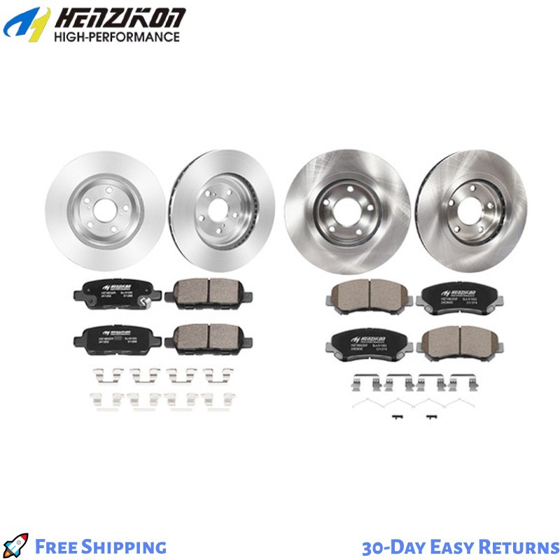Front & Rear Disc Rotors + Ceramic Brake Pads for Nissan Rogue 2008-2013 5-Lug