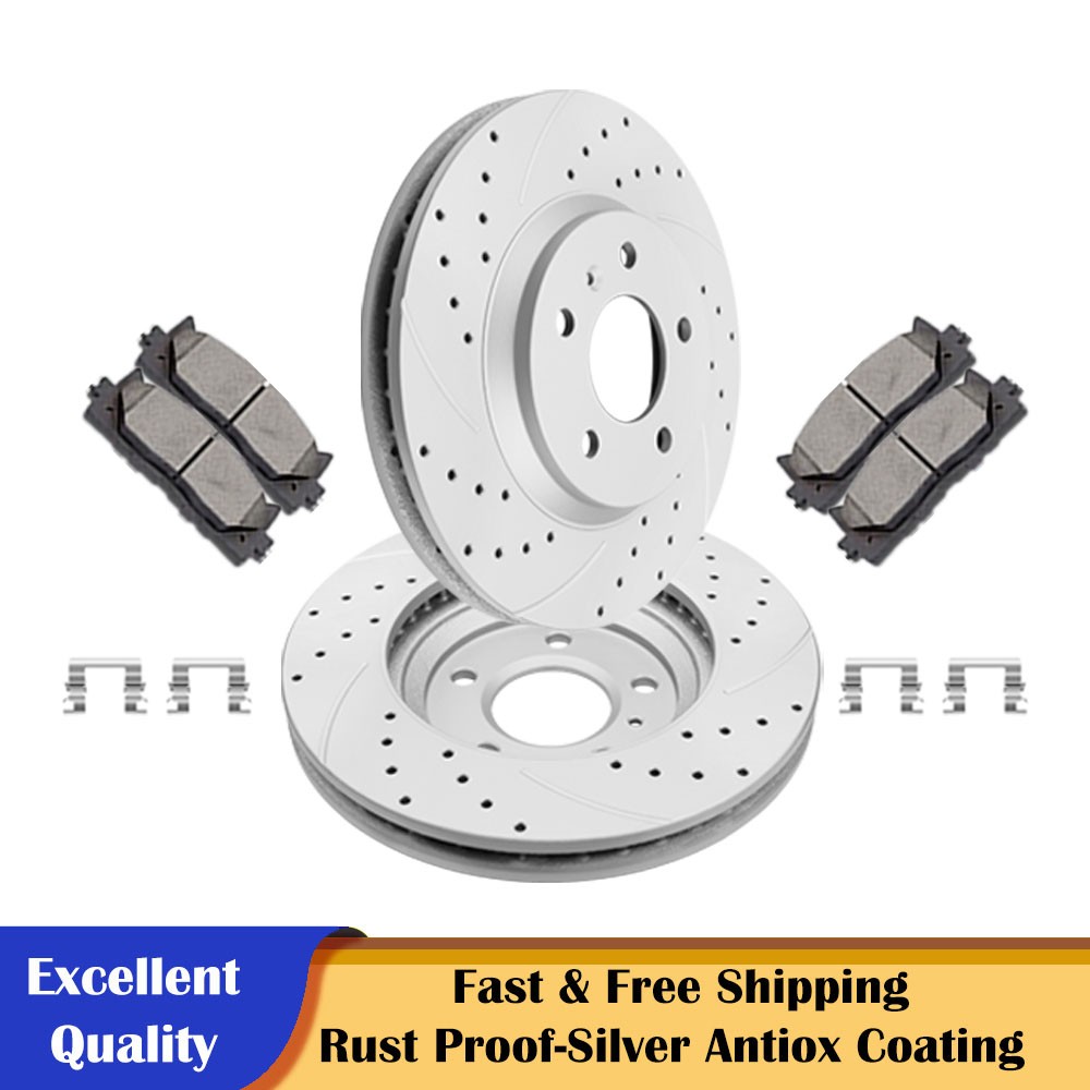 11.94″ Front Drilled Brake Rotors Disc Pads Fit for Buick Lucerne V6 Brakes Kits
