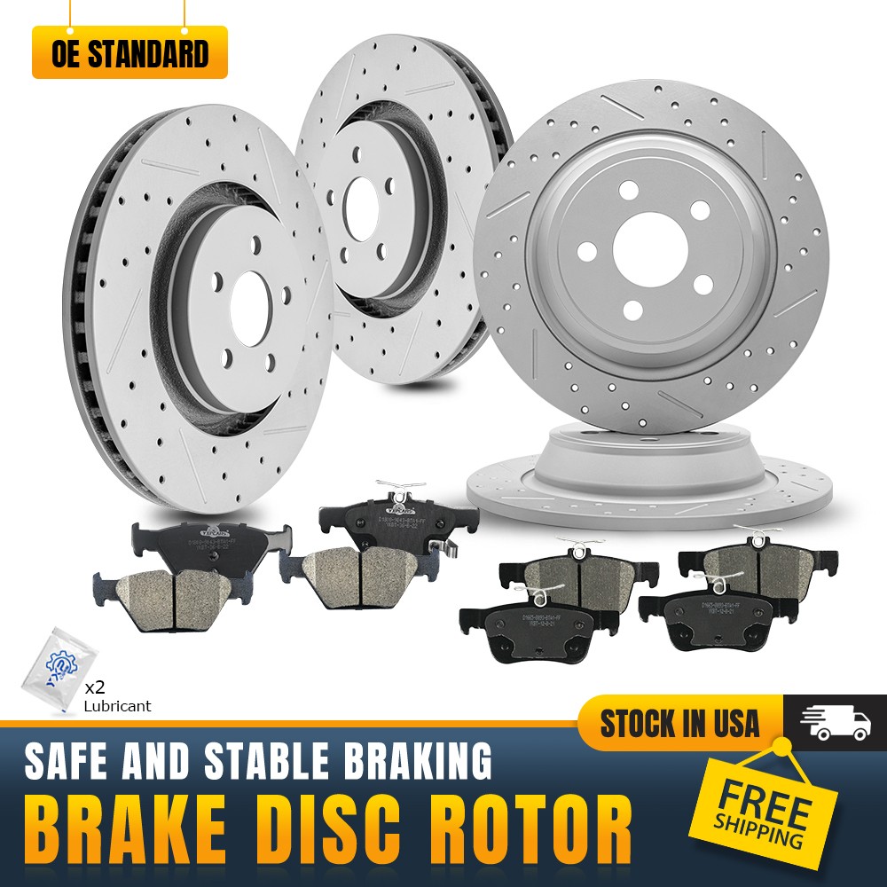 Front Rear Brake Rotors & Ceramic Pads Kit for Ford Edge Lincoln MKX Continental