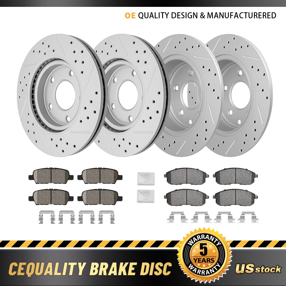 For 2013 – 2019 Nissan Sentra Front & Rear Drilled Brake Rotors + Ceramic Pads