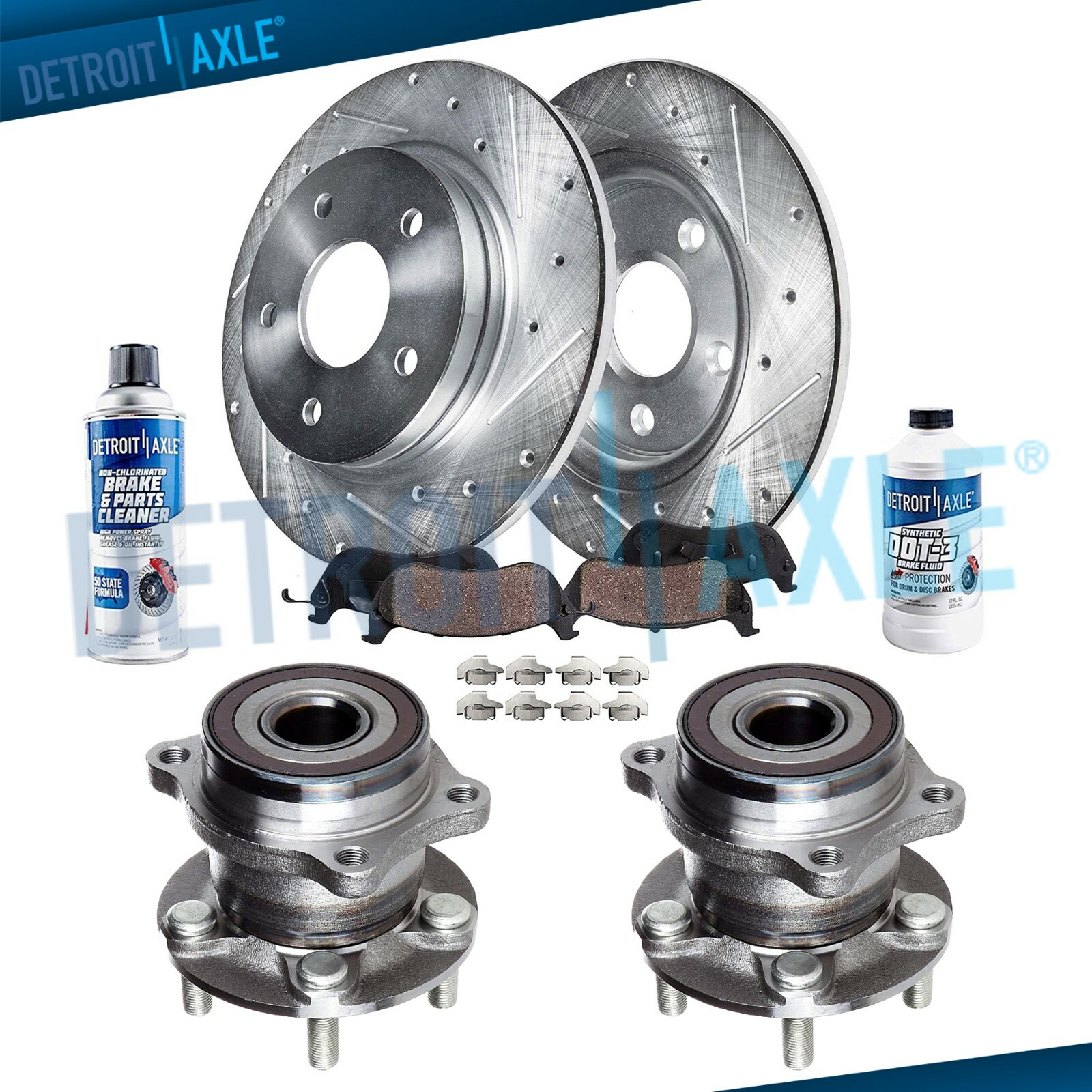 286mm Rear for 2008-2013 Impreza Drilled Disc Rotor Brake Pad Wheel Hub Bearings
