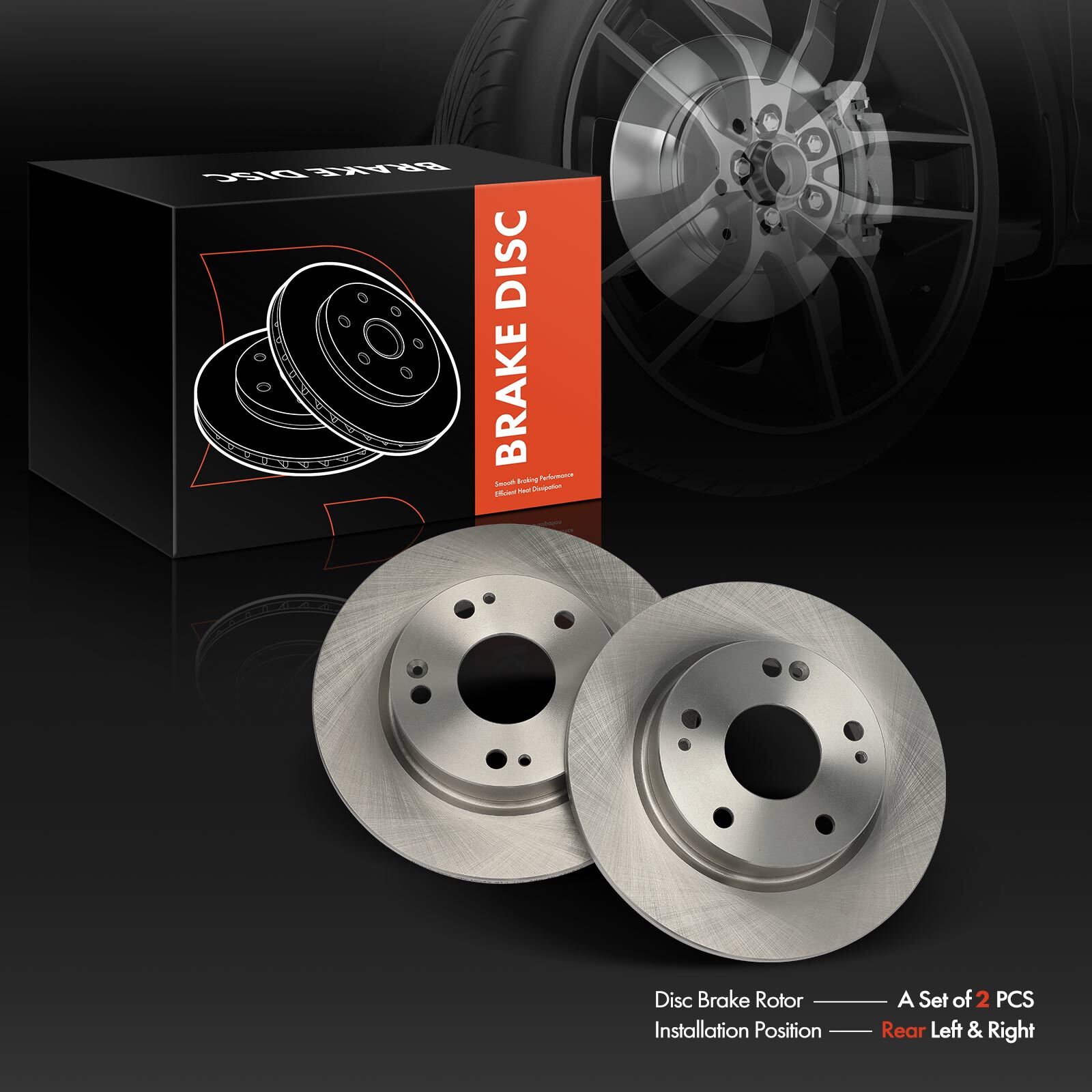2x Rear Driver & Passenger Side Disc Brake Rotors for Honda Civic 16-23 Insight