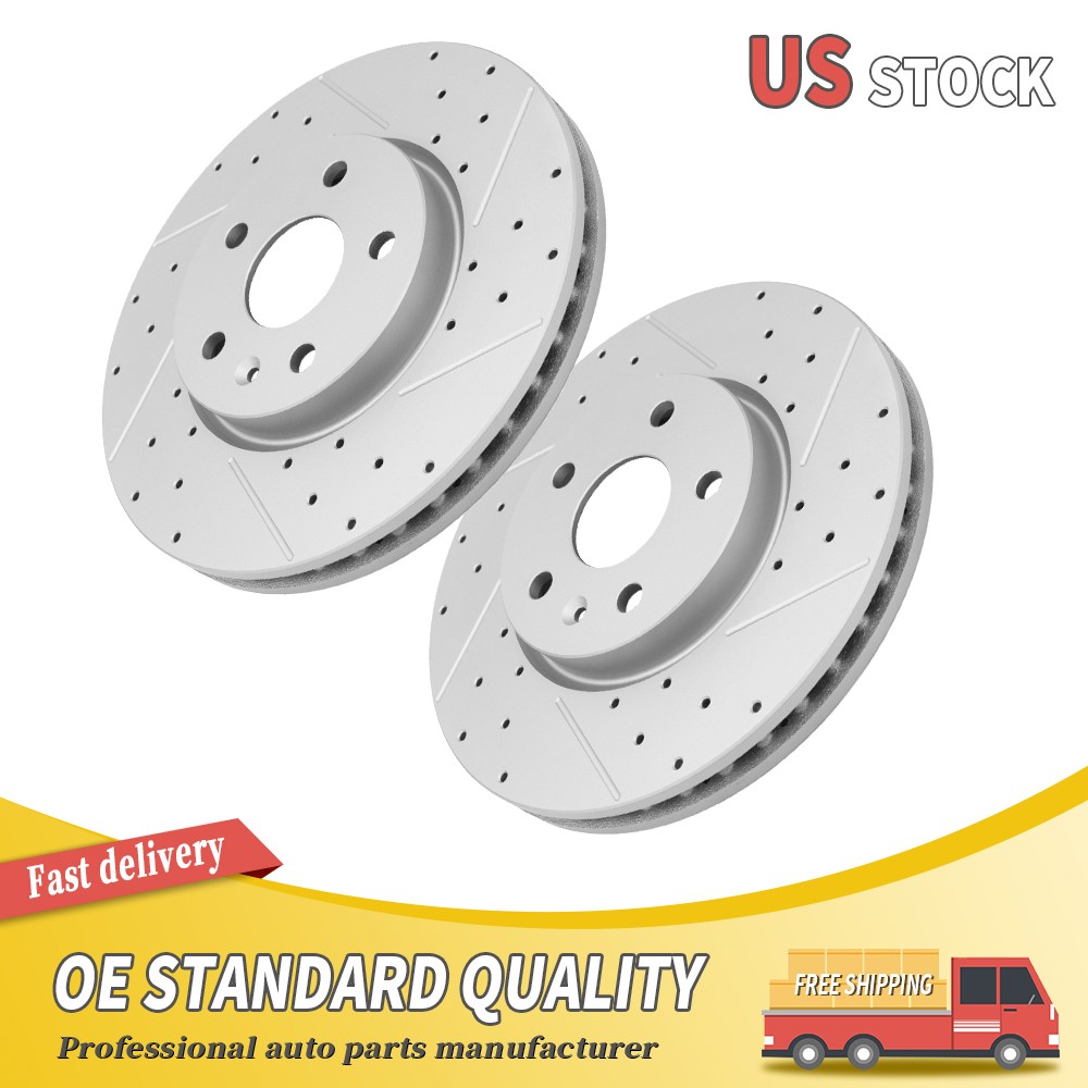 Front Drilled Brake Rotors For 2010-2021 Camaro Equinox Impala Malibu Corvette