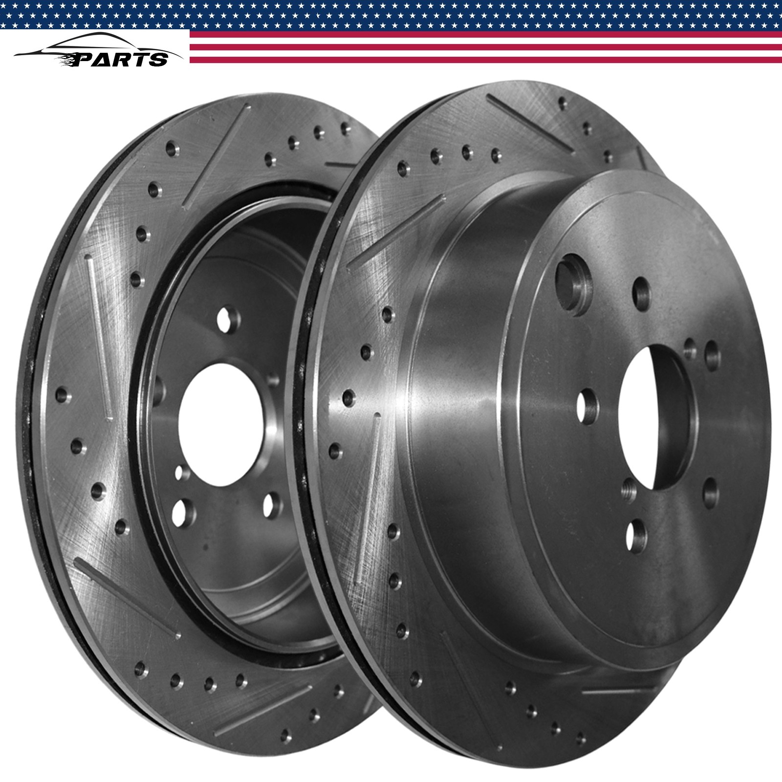 2pcs Rear Drilled Slotted Disc Brake Rotors for Mini Cooper 2014-2019 1.5L 5 Lug