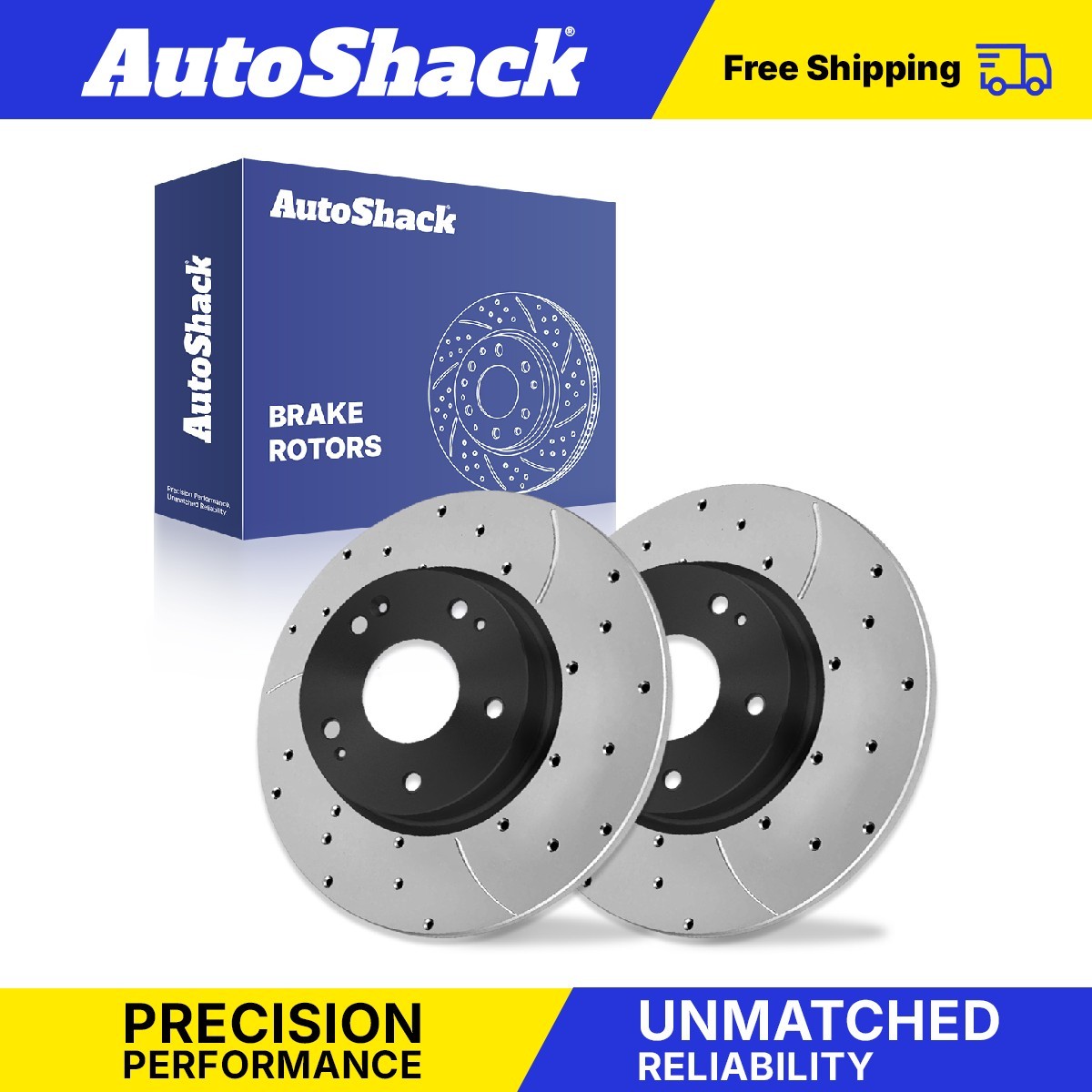Rear Drilled Slotted Brake Rotors for Honda, Civic 2016-2024, FWD L4 1.5L 2.0L